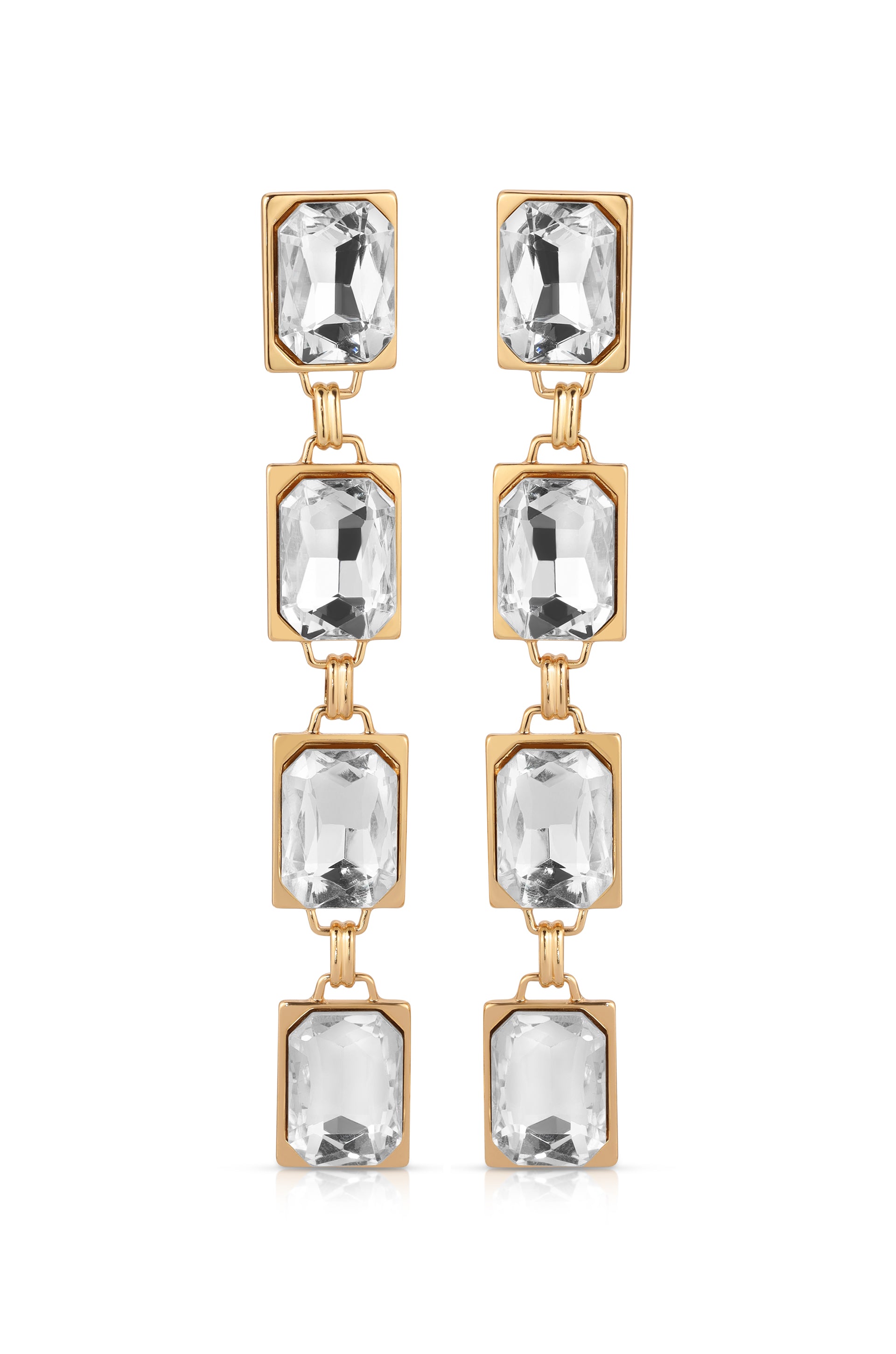 Four Crystal Stone Drop Earrings