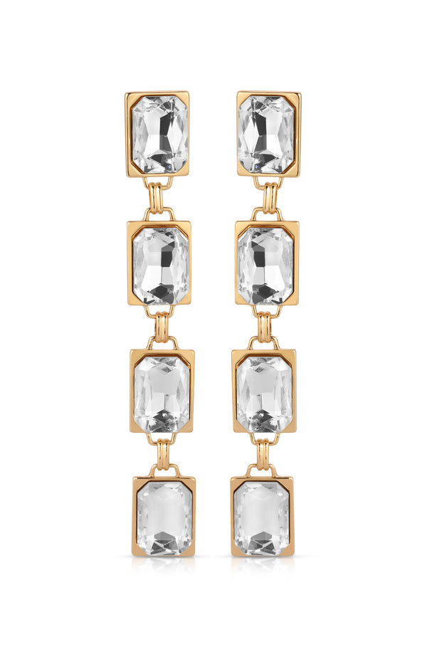 Four Crystal Stone Drop Earrings