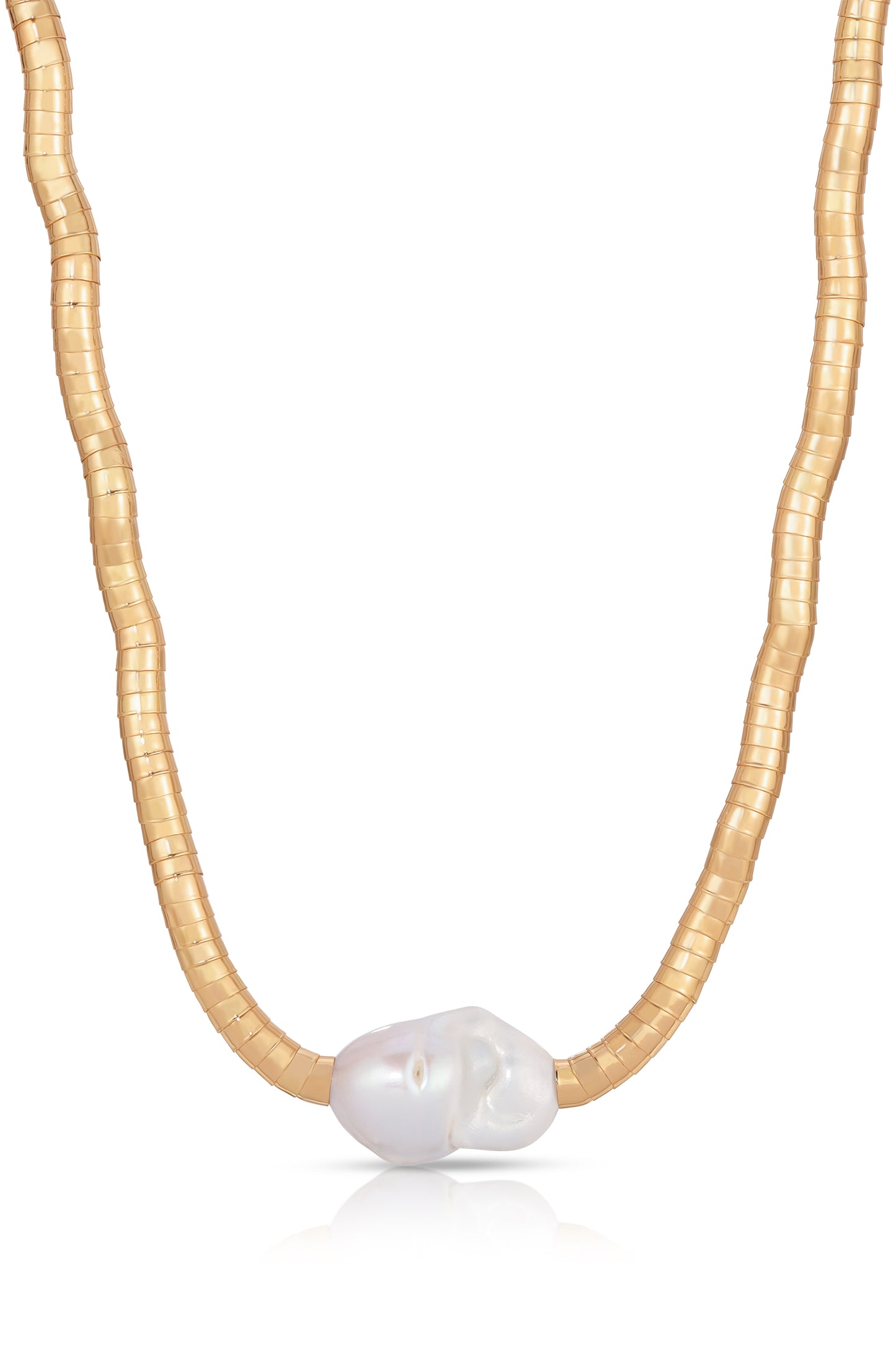Liquid Gold and Pearl Choker Pearl with 18k Gold Plating