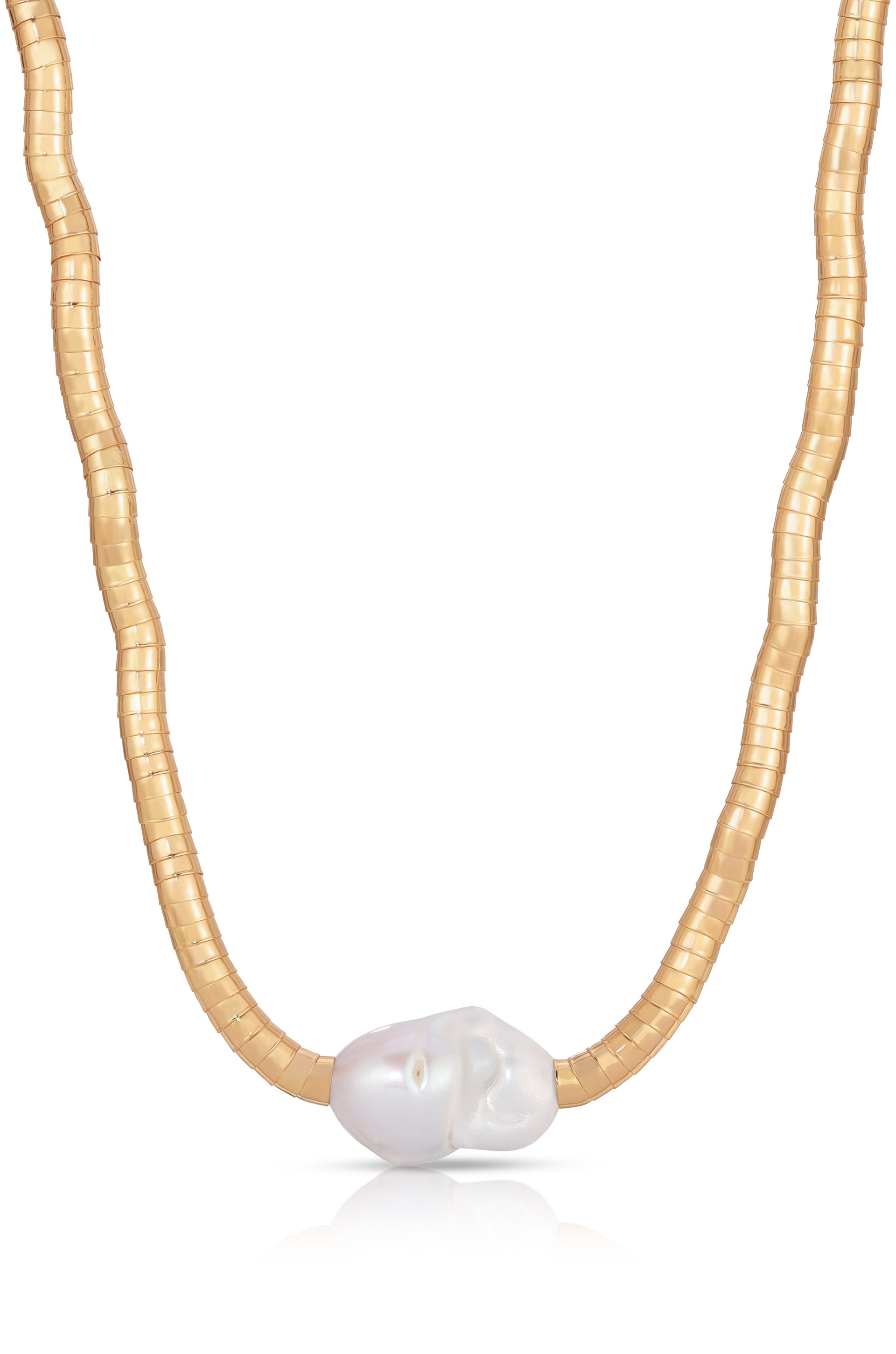 Liquid Gold and Pearl Choker Pearl with 18k Gold Plating