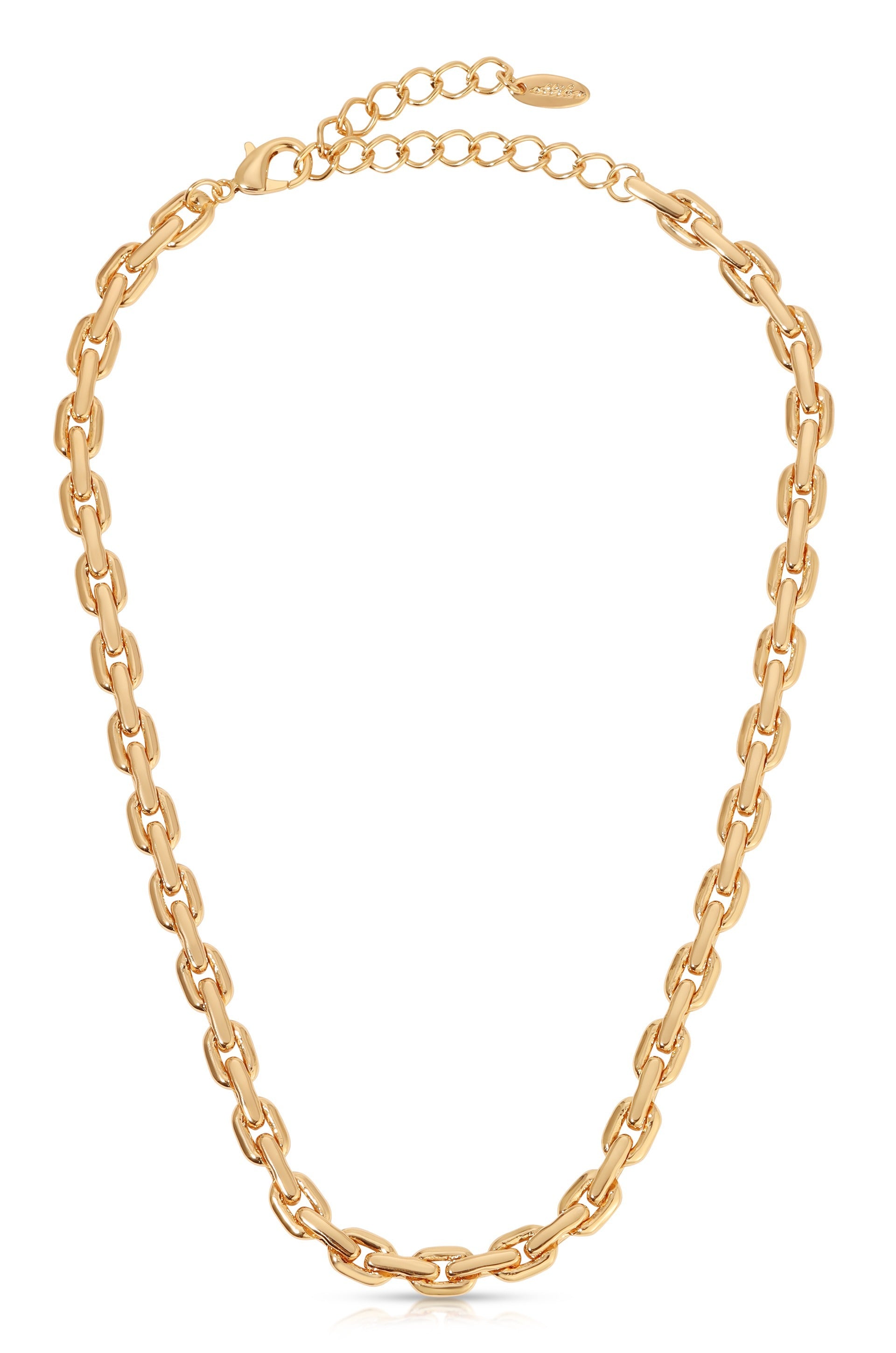 18k Gold Plated Solid Chain Necklace full