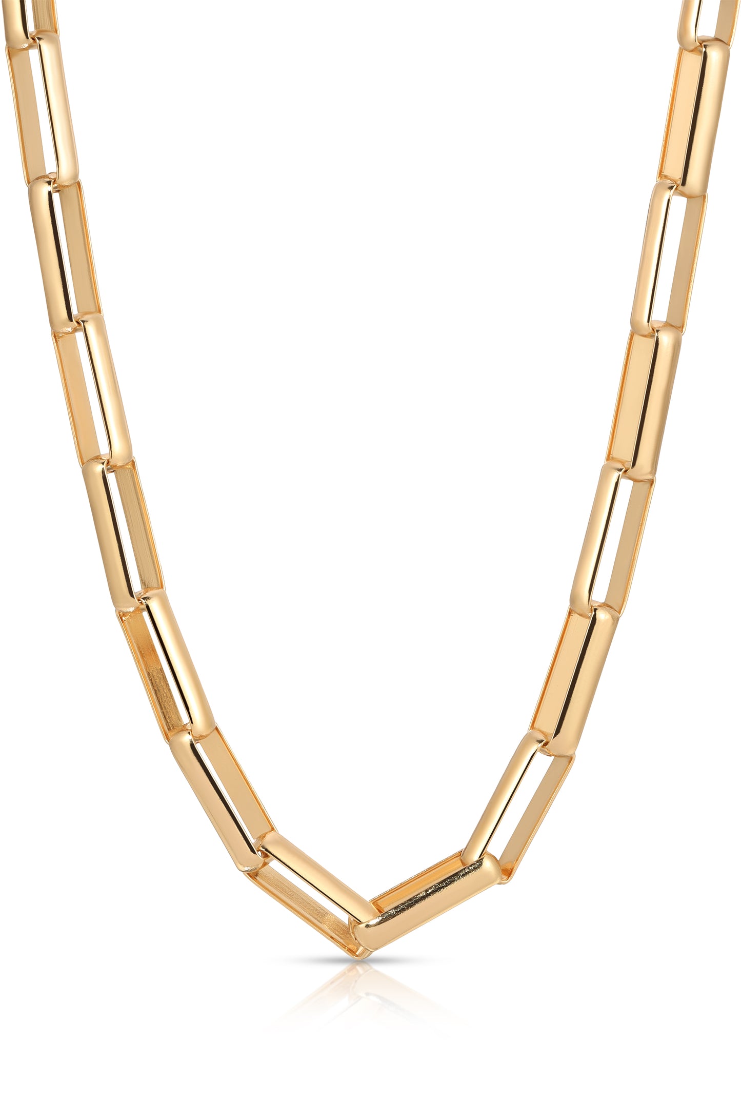 18k Gold Plated Rectangular Link Necklace