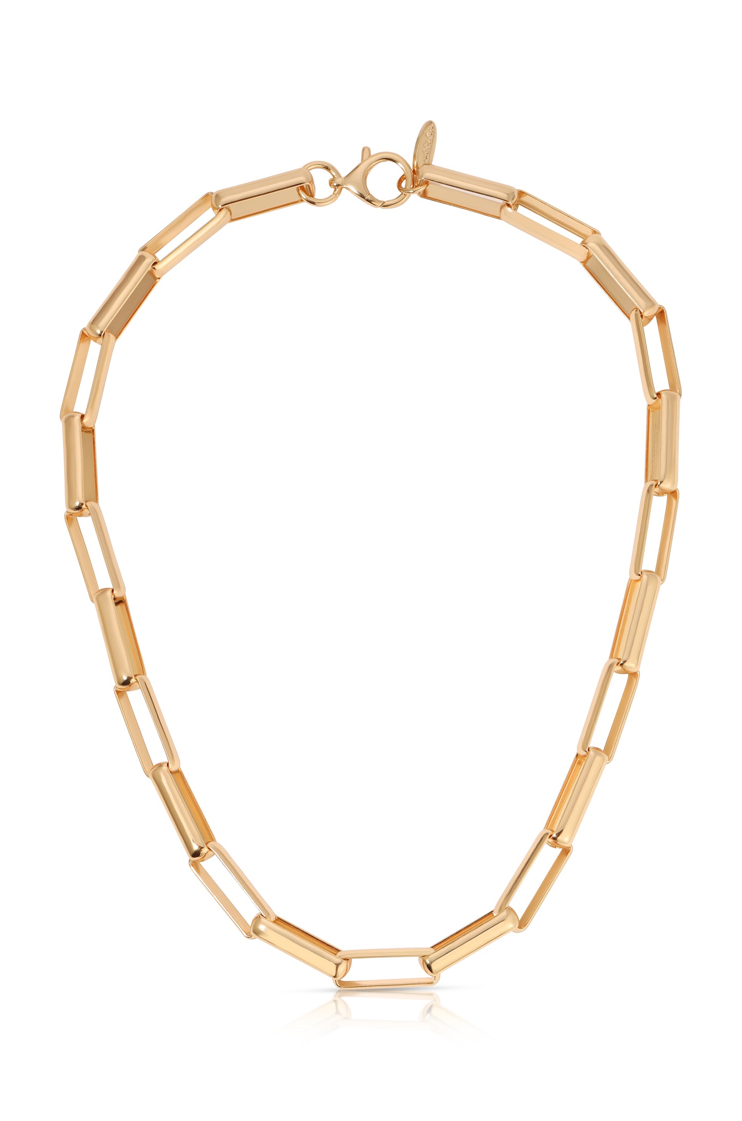 18k Gold Plated Rectangular Link Necklace full
