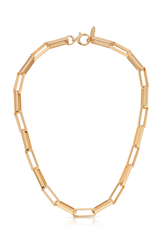 18k Gold Plated Rectangular Link Necklace
