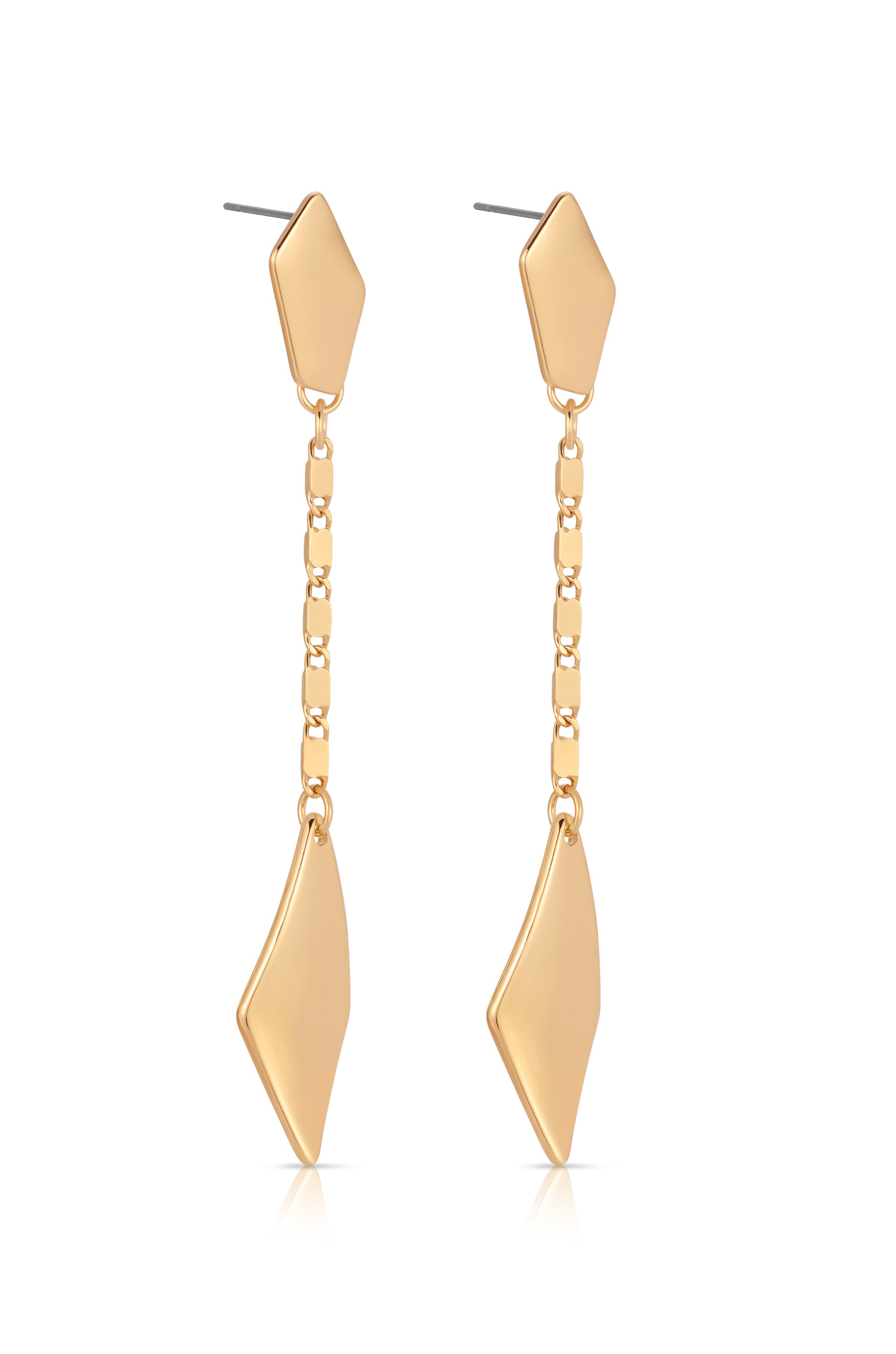 18k Gold Plated Kite Drop Earrings side view
