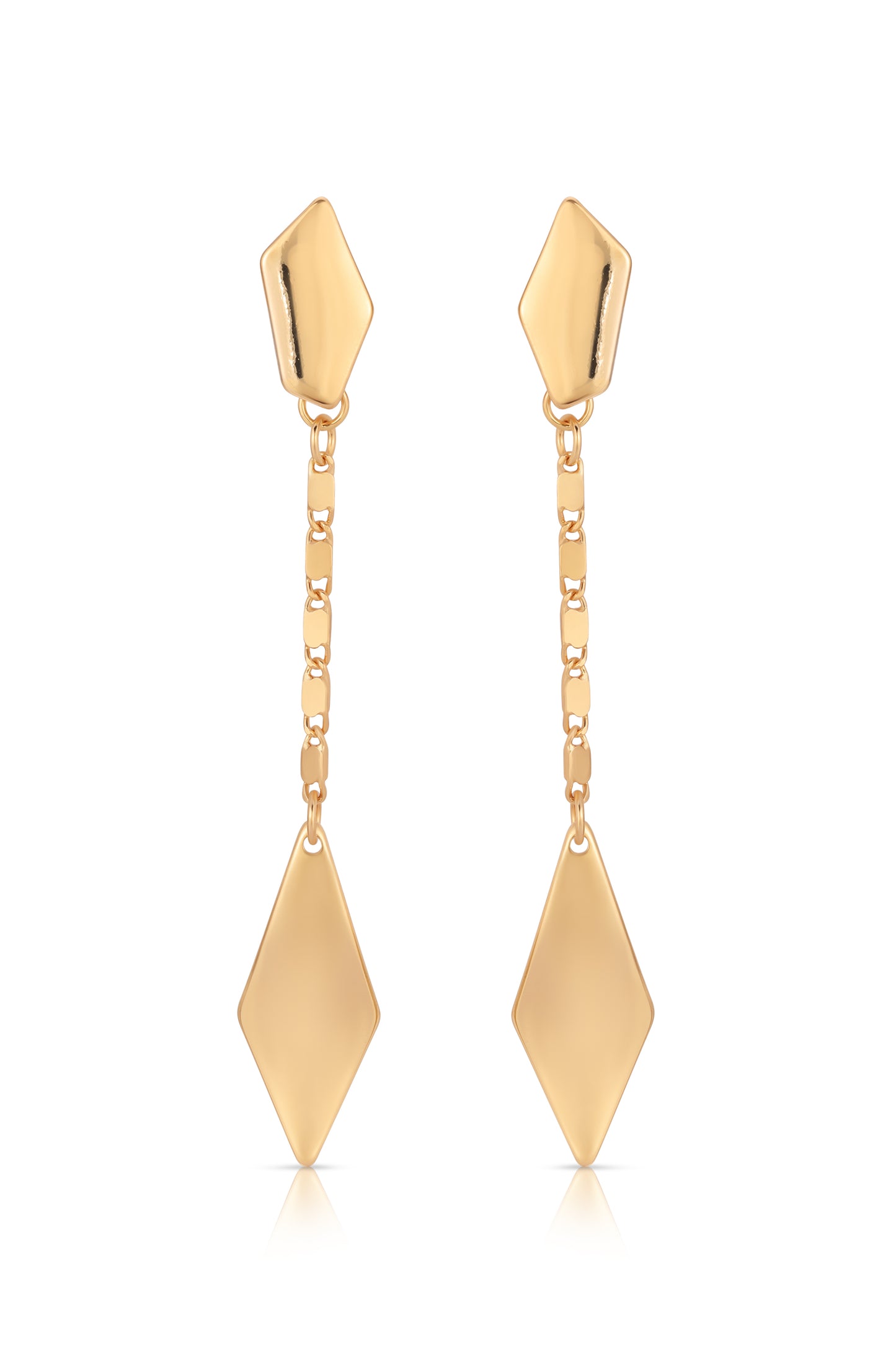 18k Gold Plated Kite Drop Earrings front view