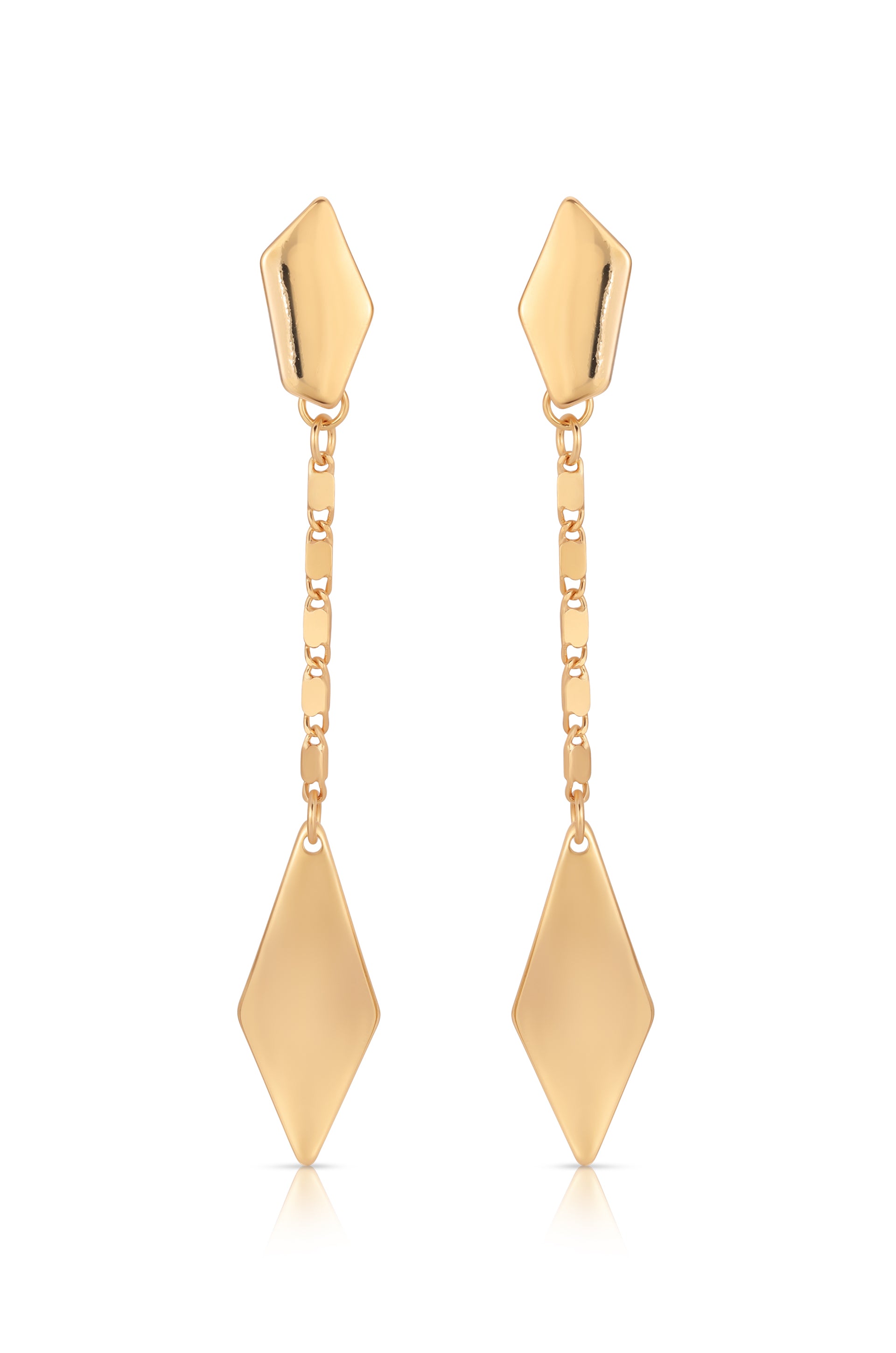18k Gold Plated Kite Drop Earrings front view
