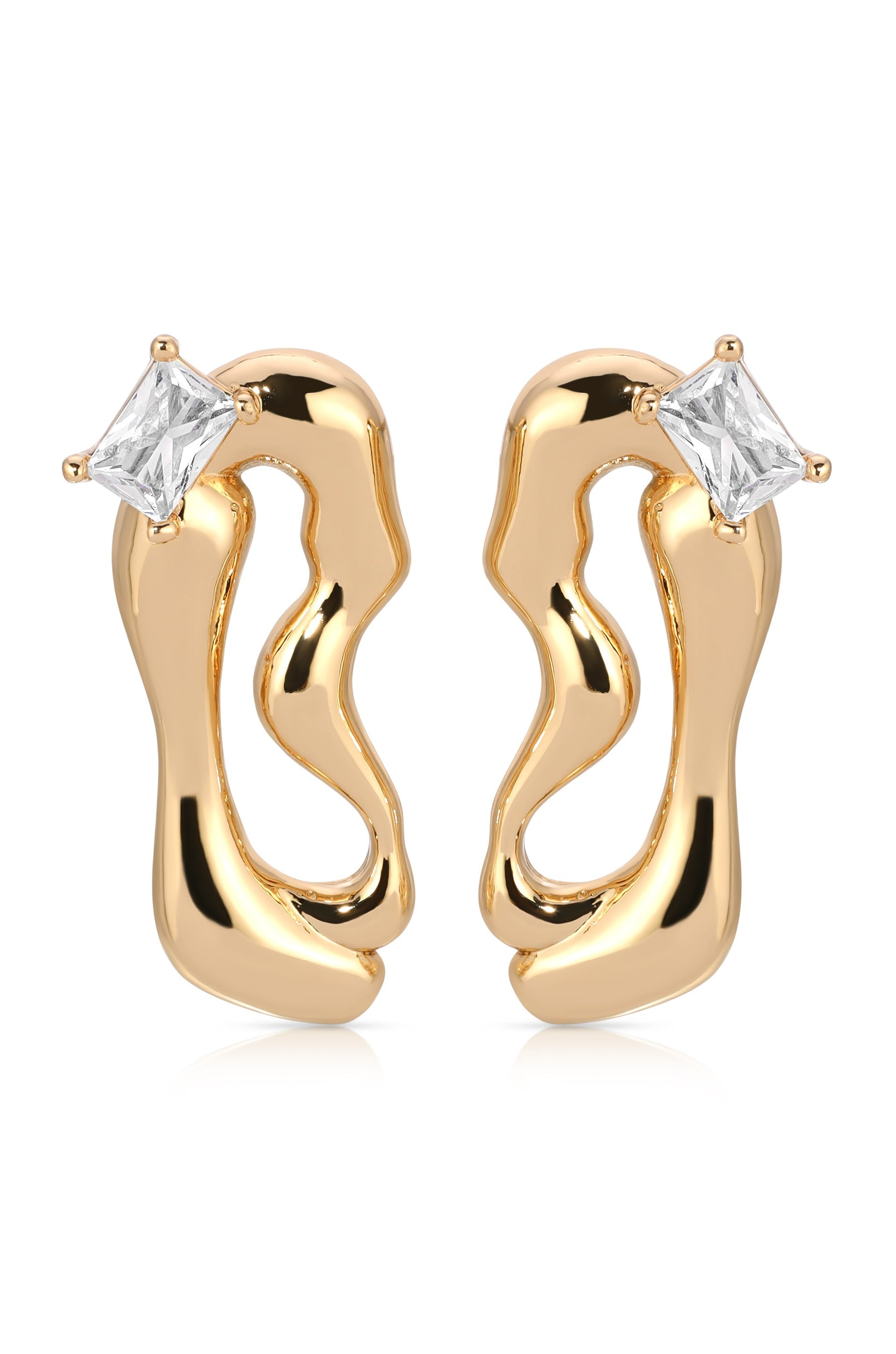 Organic Winding Crystal Earrings front