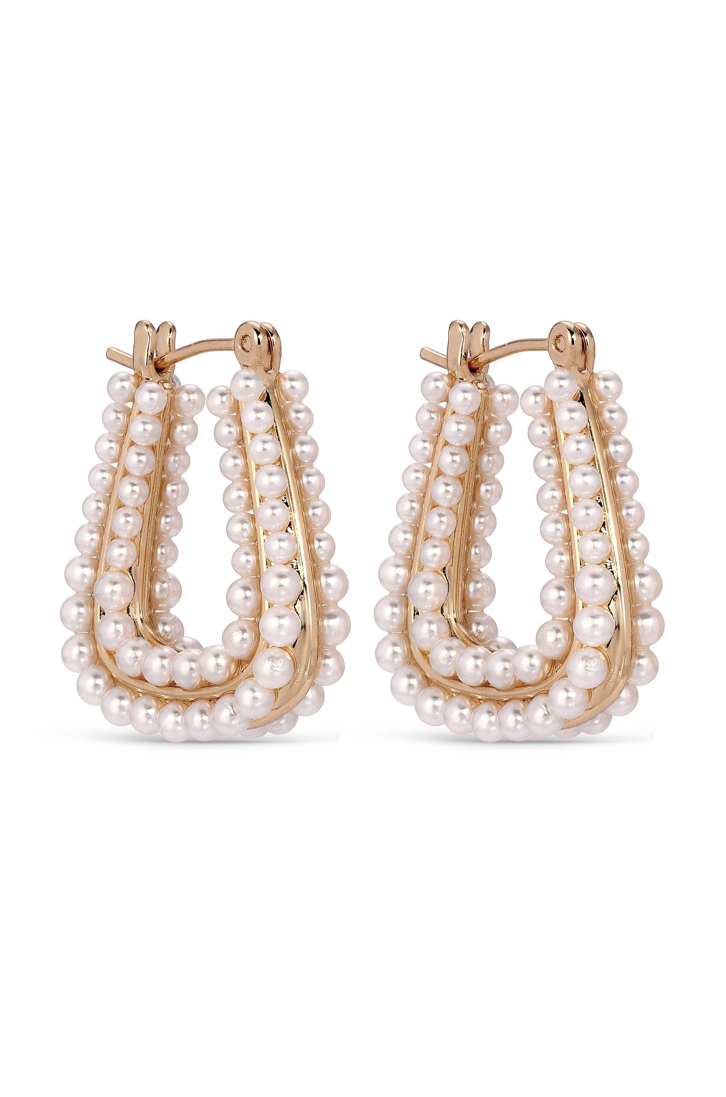 Soft Curve Pearl Lined Hoop Earrings