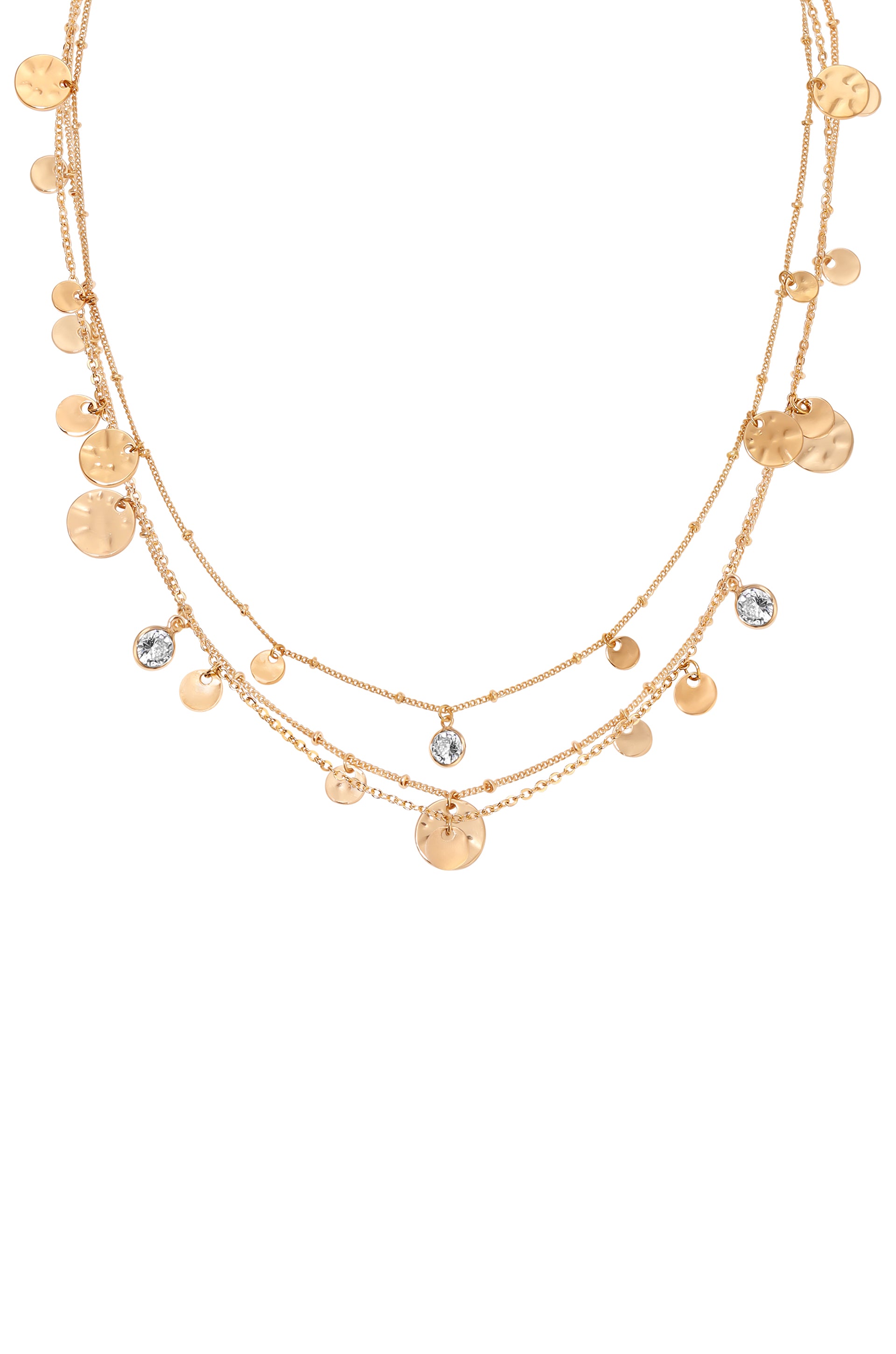 All in Layered Crystal Necklace Set 18k Gold Plated