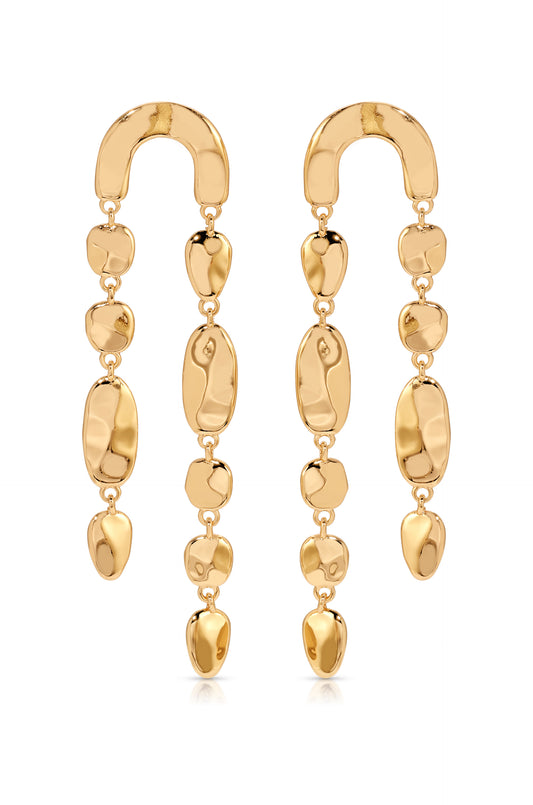 Cascading Hammered 18k Gold Plated Link Earrings