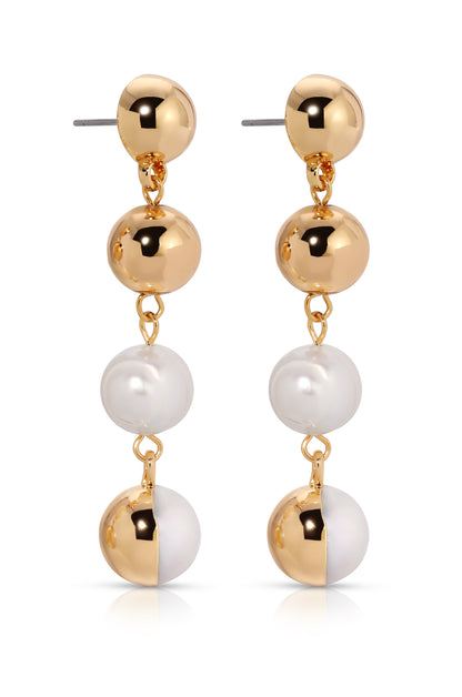Freshwater Pearl 18k Gold Plated Drop Earrings side view