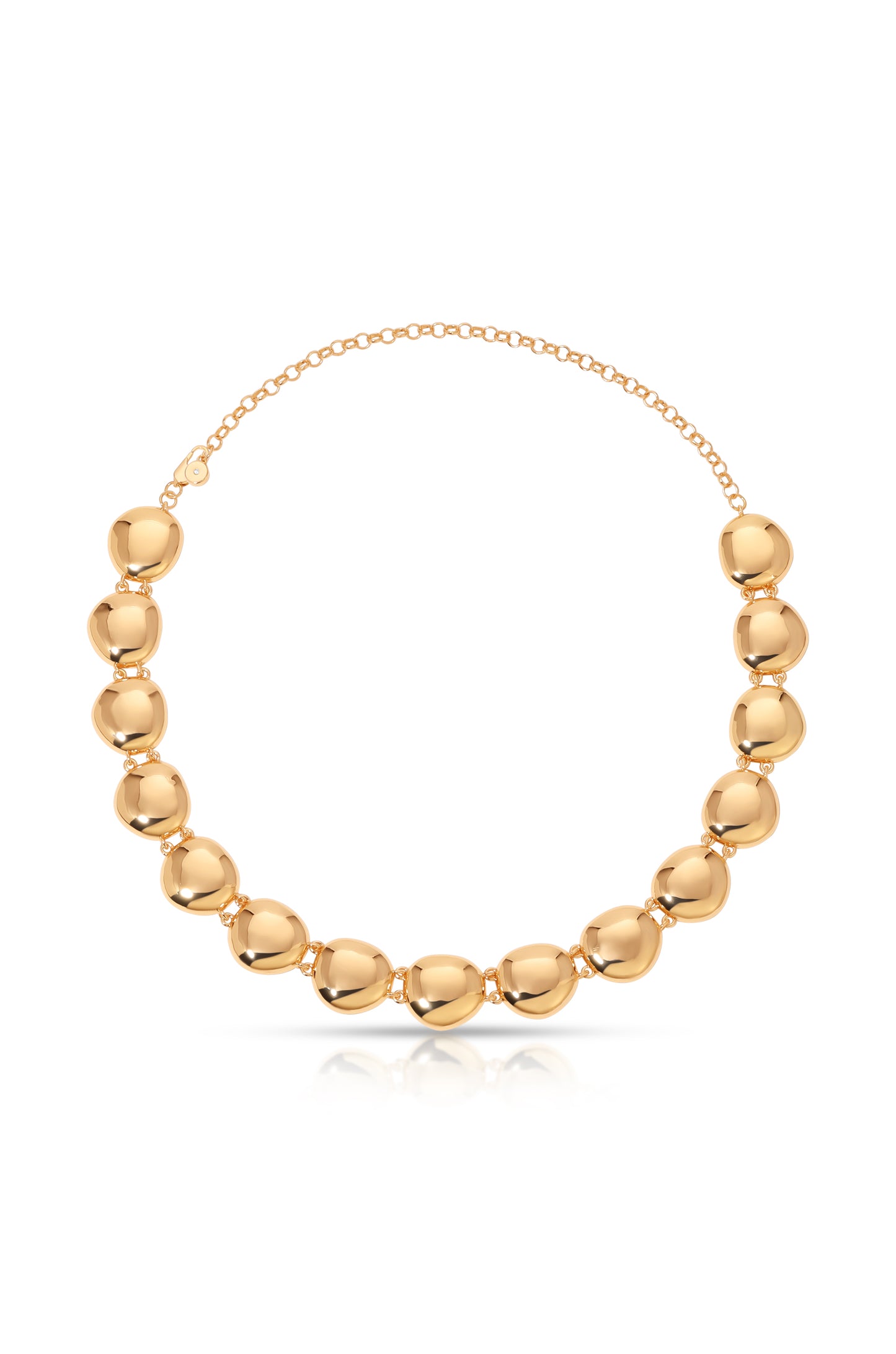 Polished Pebble Choker Necklace 18k Gold Plated