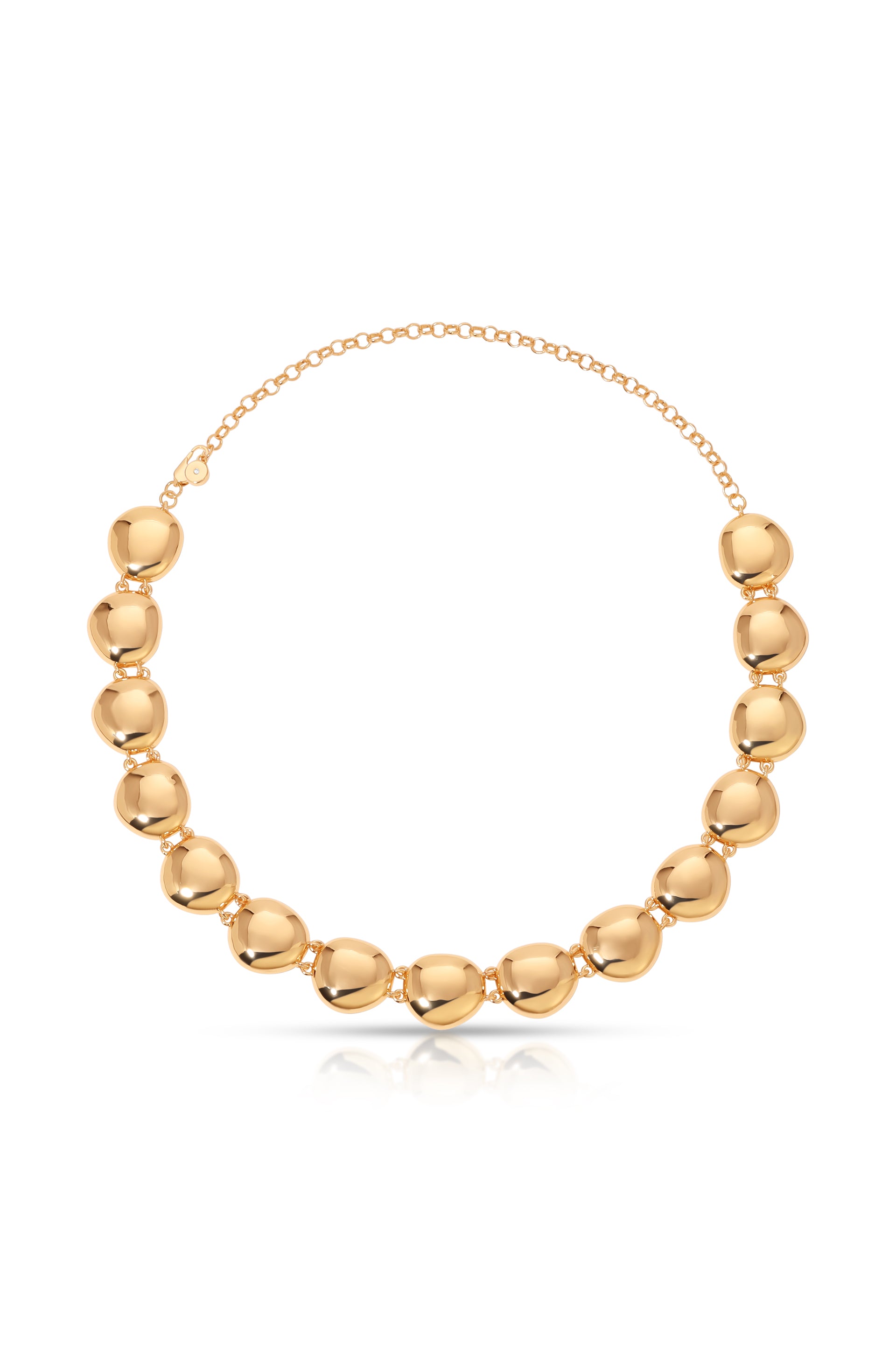 Polished Pebble Choker Necklace 18k Gold Plated