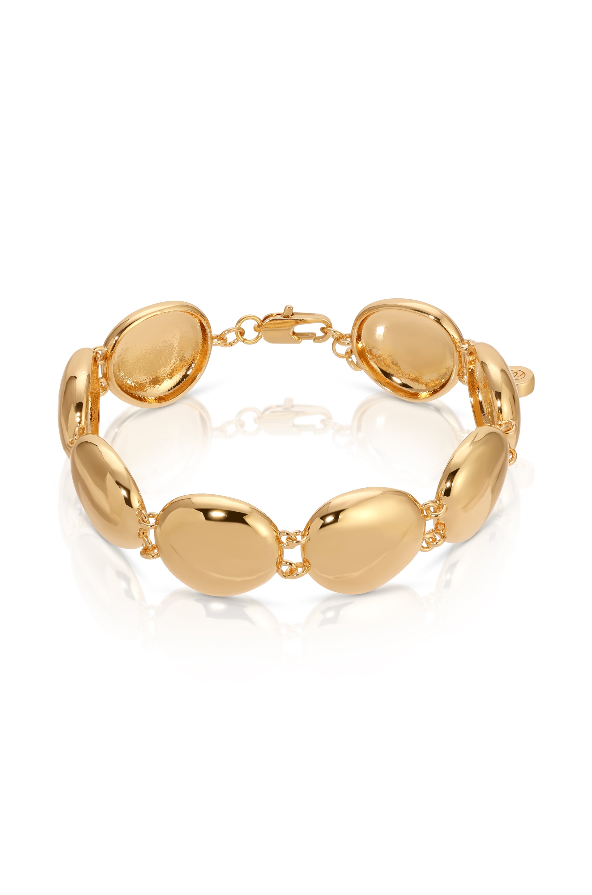 Polished Pebble Linked Bracelet 18k Gold Plated