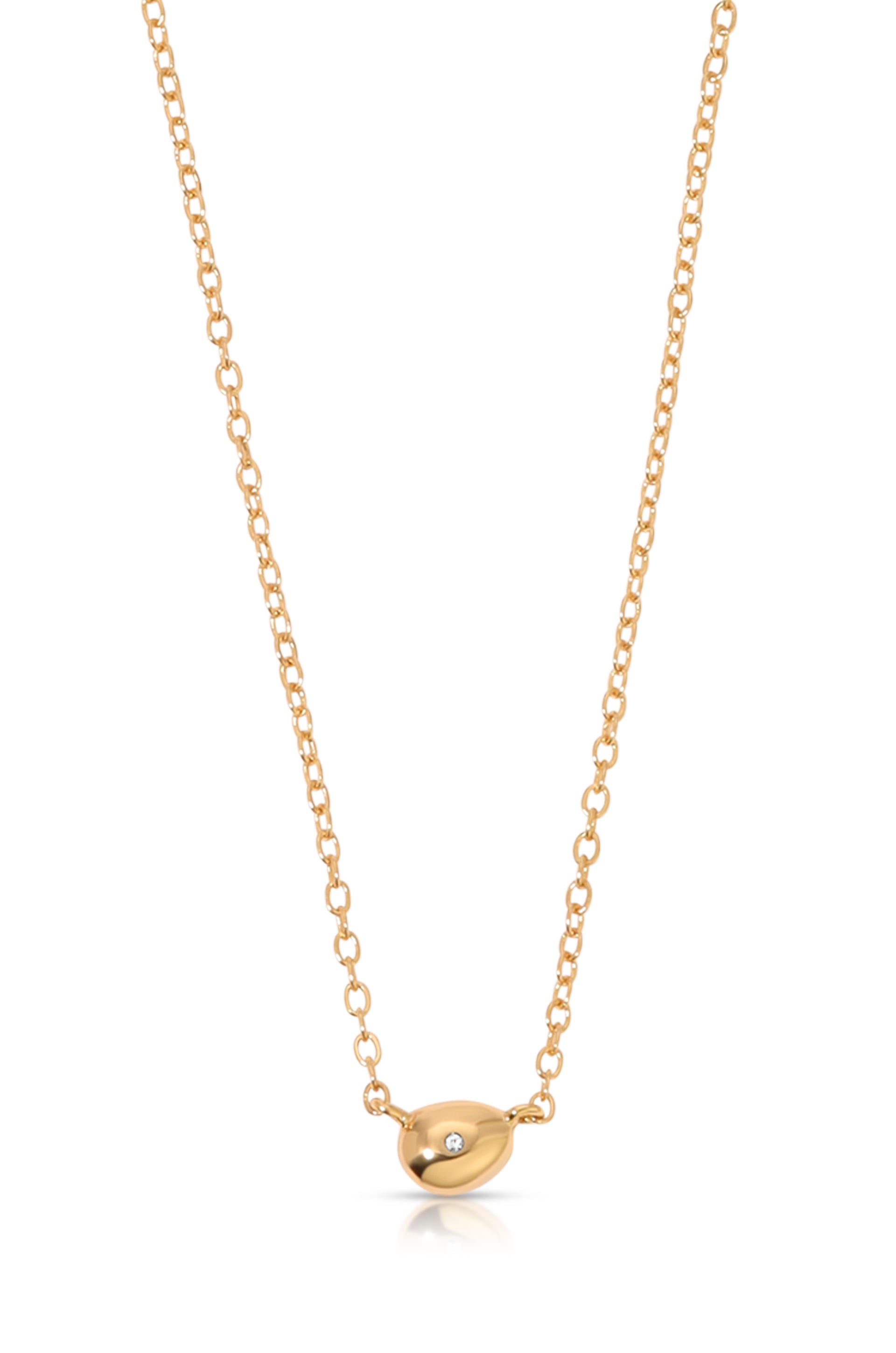 Polished Dainty Pebble Necklace 18k Gold Plated