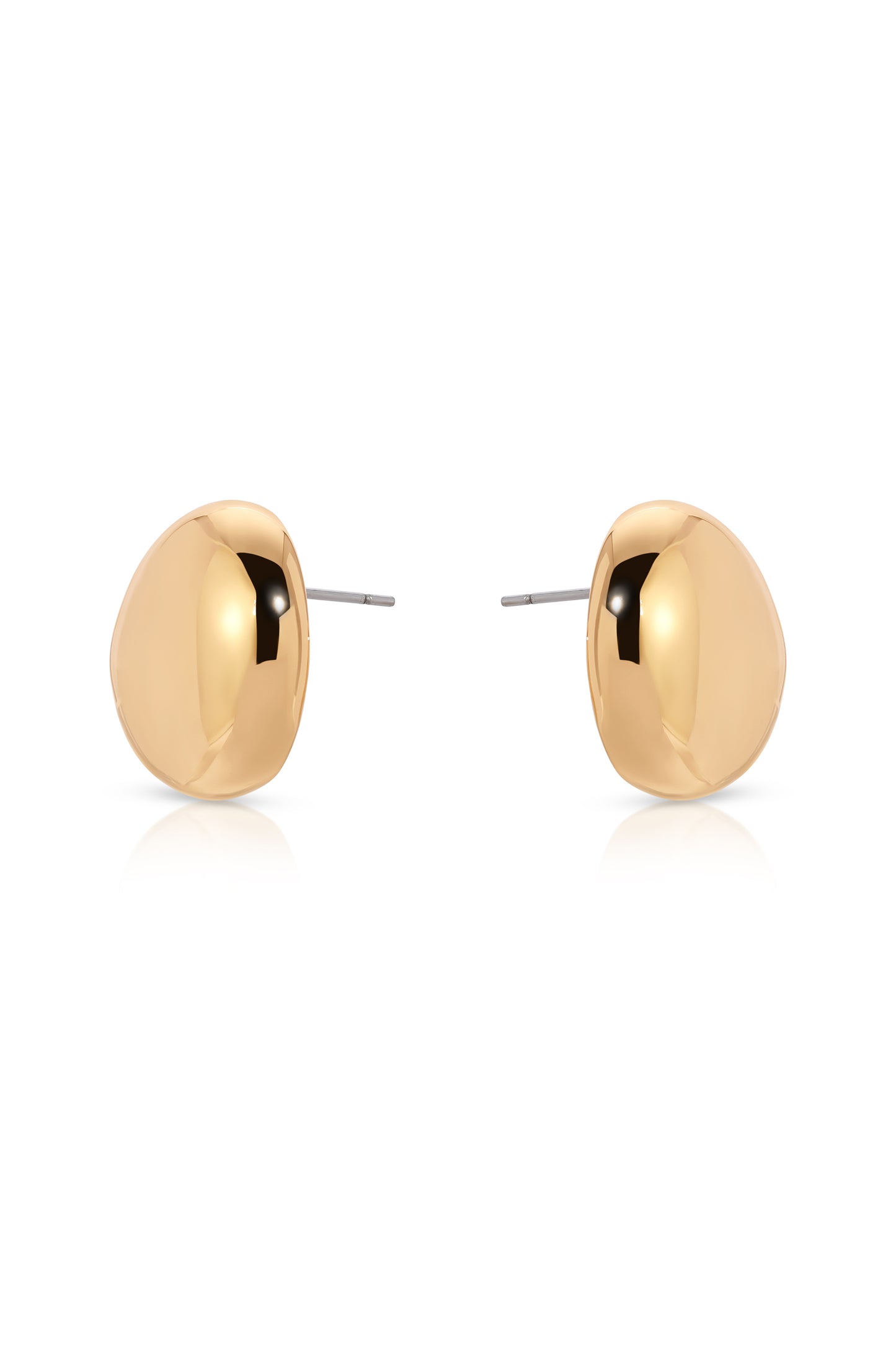 Polished Pebble Stud Earrings 18k Gold Plated 3