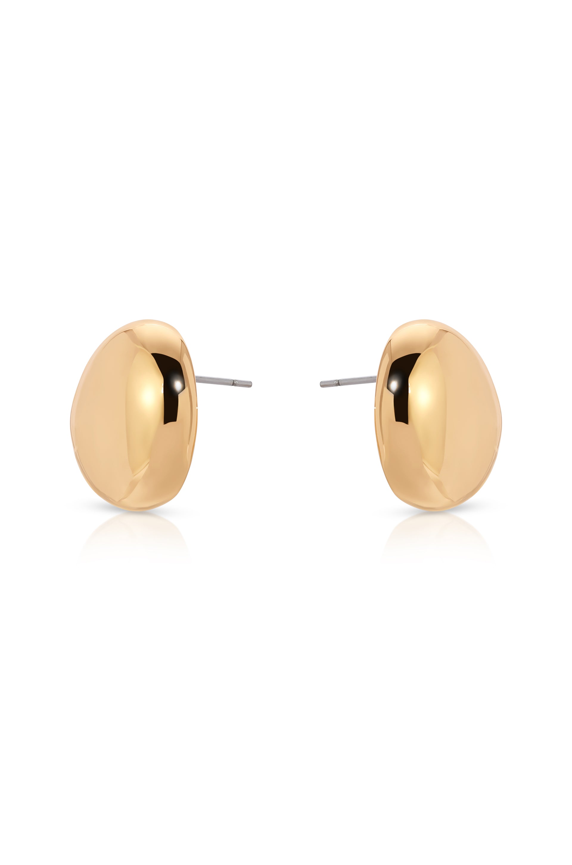 Polished Pebble Stud Earrings 18k Gold Plated 3