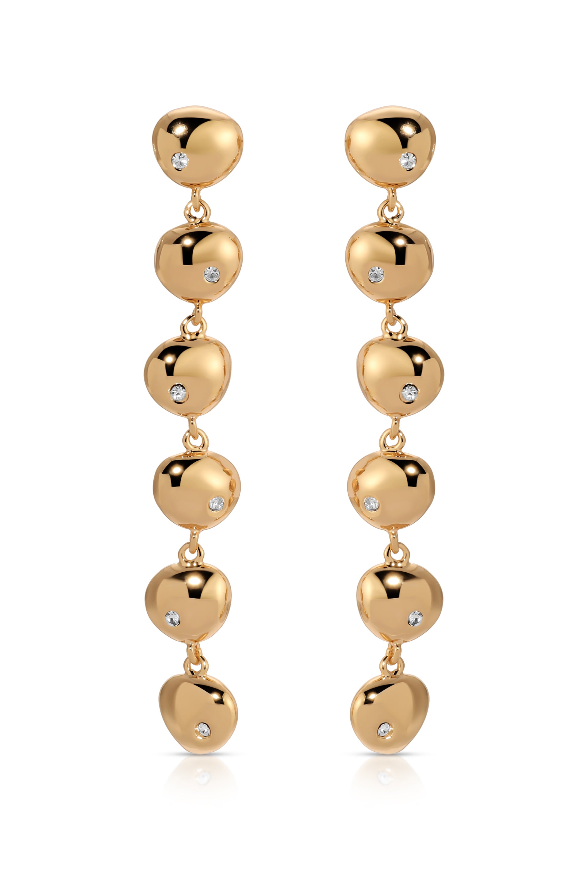 Polished Pebble Linear Dangle Earrings 18k Gold Plated