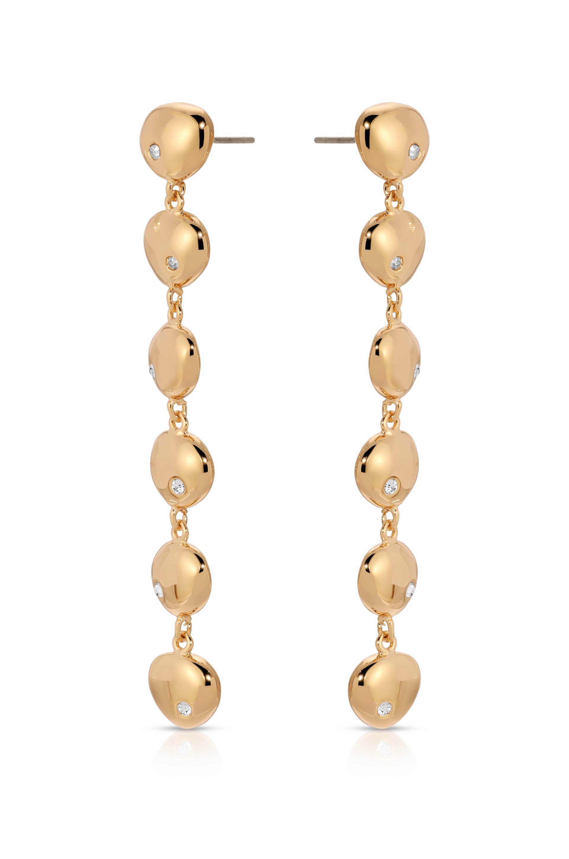 Polished Pebble Linear Dangle Earrings 18k Gold Plated 3