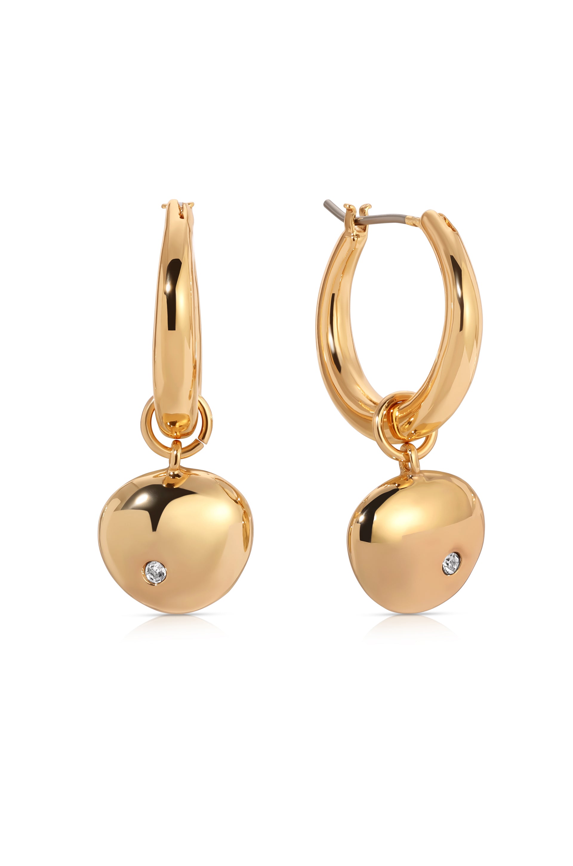 Polished Pebble Huggie Hoop Earrings 18k Gold Plated