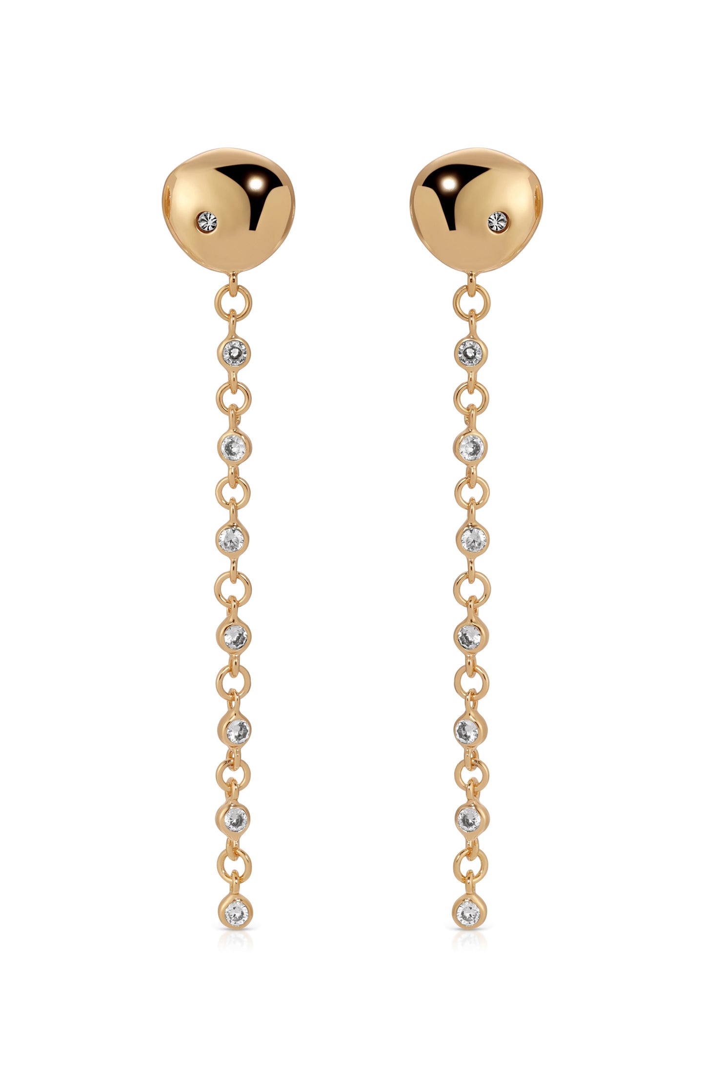 Polished Pebble Linear Chain Earrings 18k Gold Plated