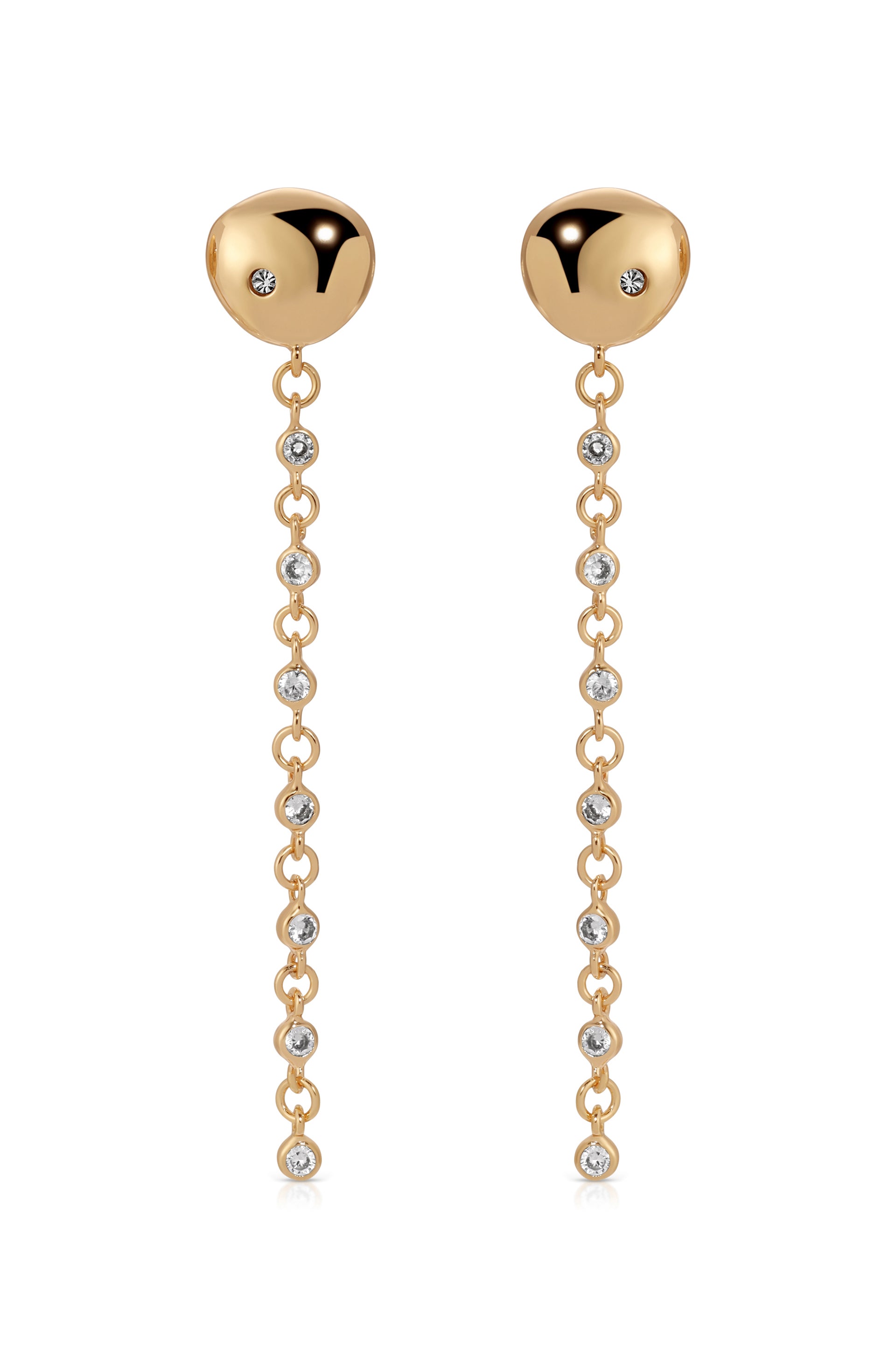 Polished Pebble Linear Chain Earrings 18k Gold Plated