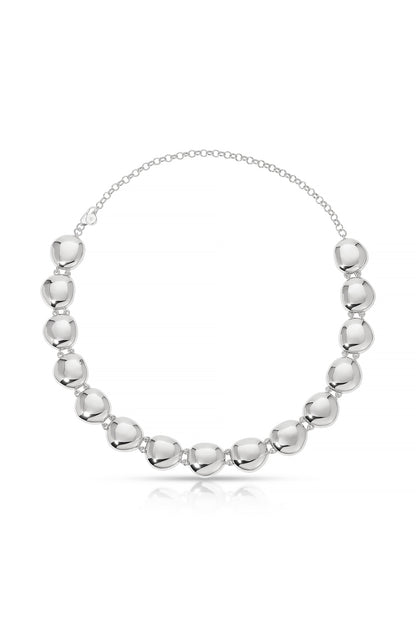 Polished Pebble Choker Necklace in rhodium