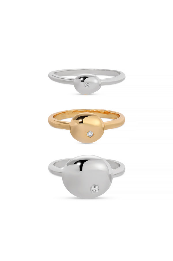Polished Stacking Pebble Ring Set