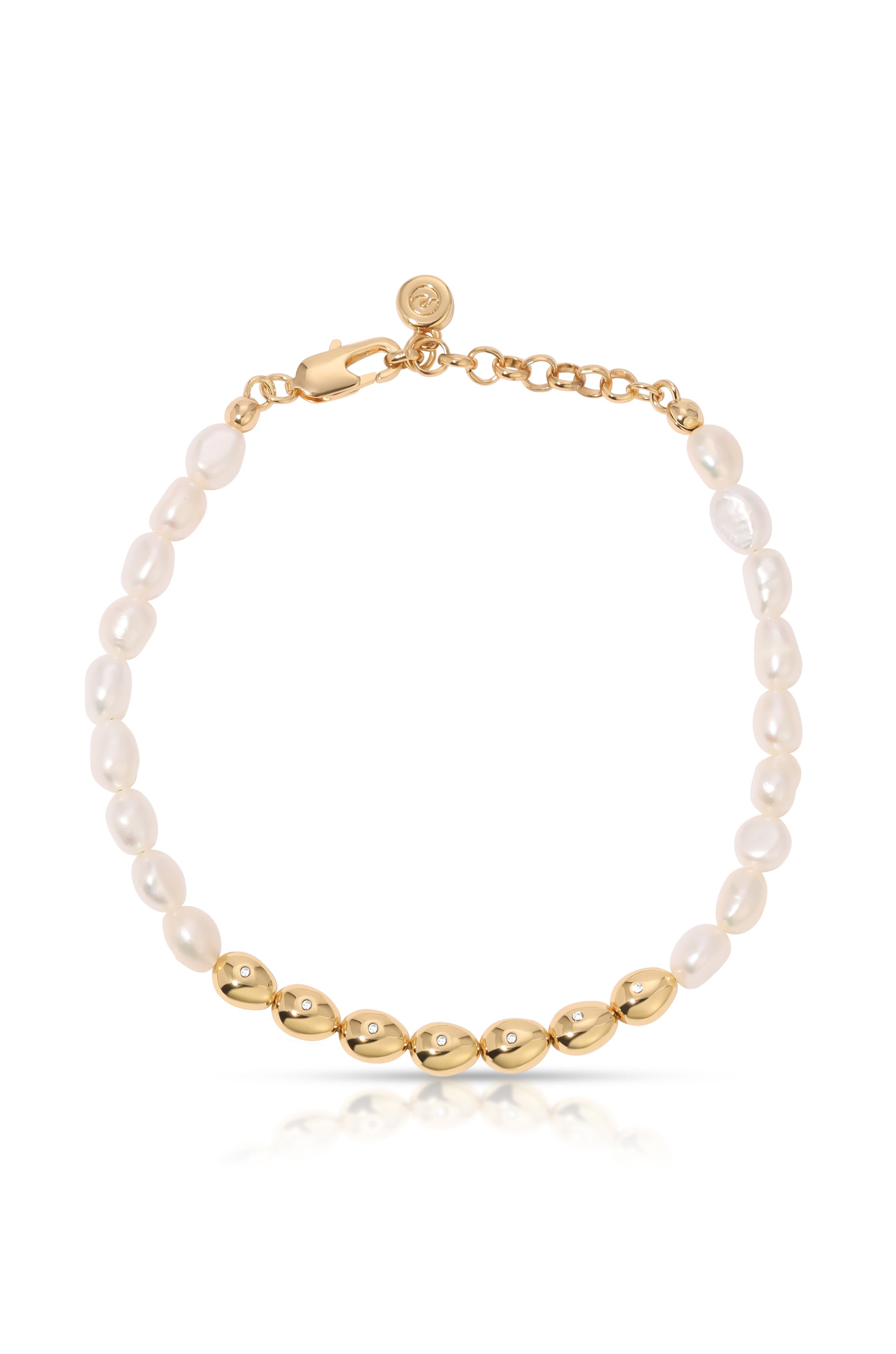 Freshwater Pearl Polished Pebble Beaded Bracelet