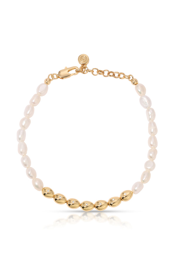 Freshwater Pearl Polished Pebble Bracelet
