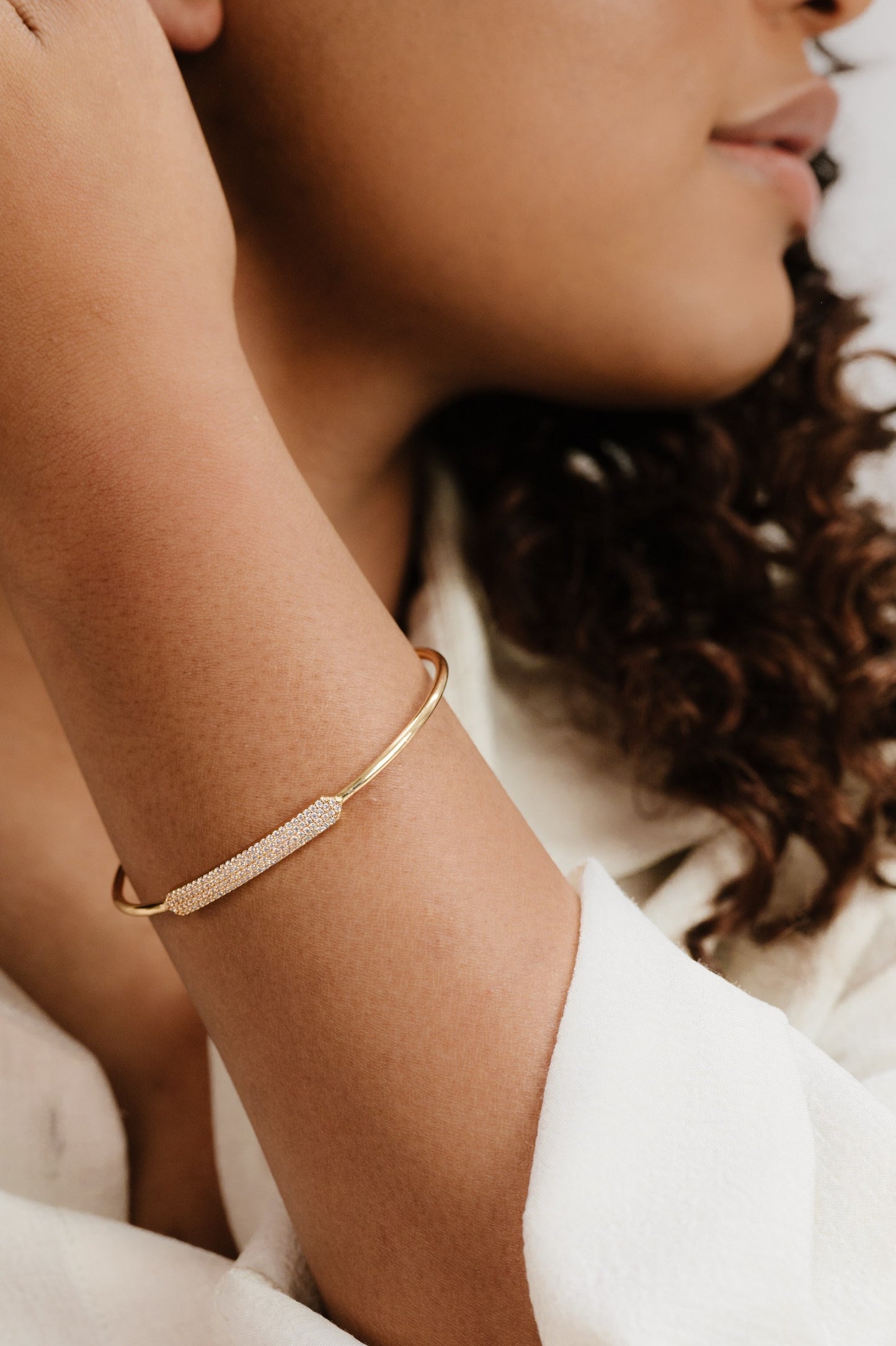 Crystal Pop Cuff Bracelet on model