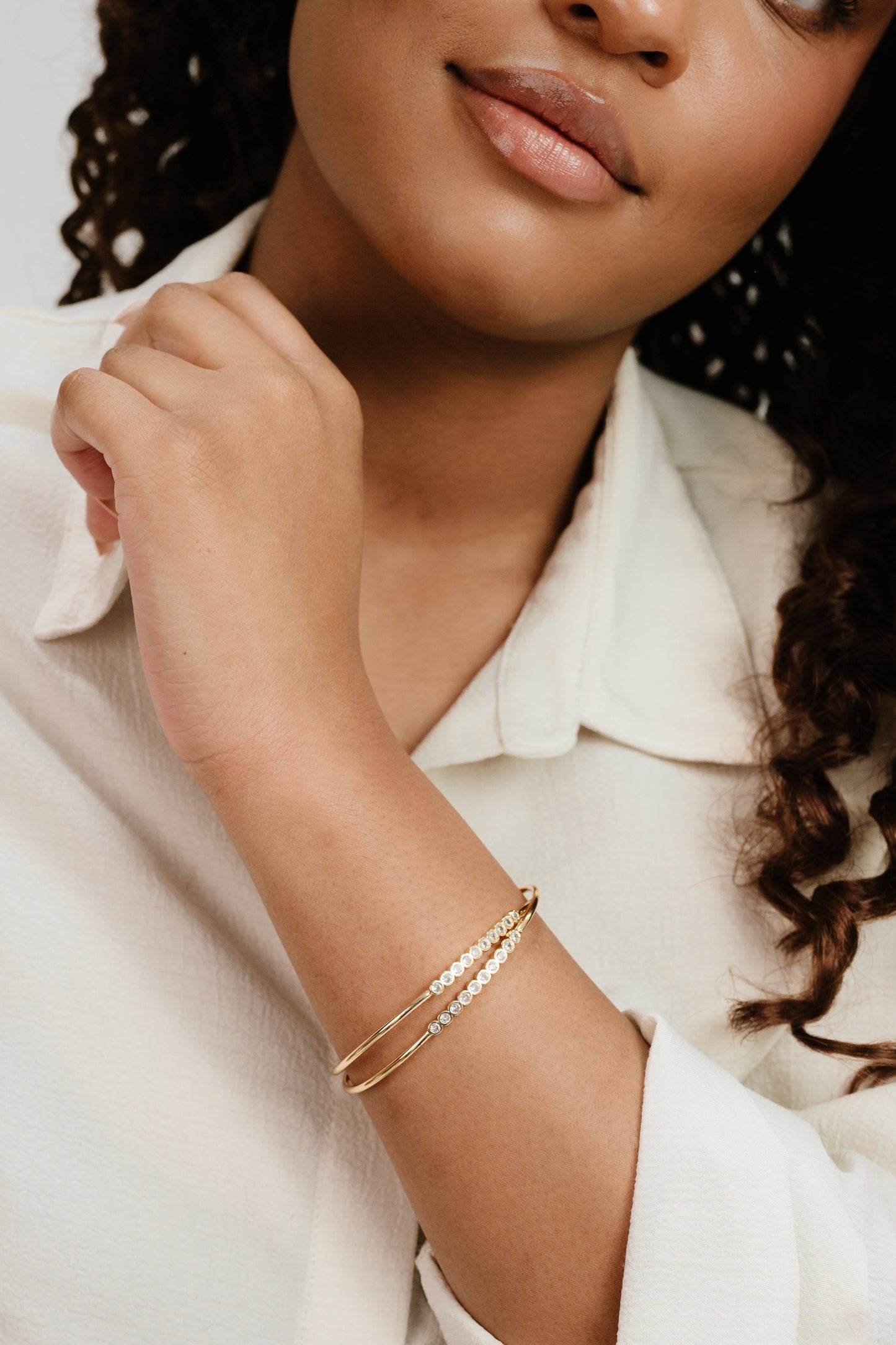 Double Take Crystal Cuff Set on model 2