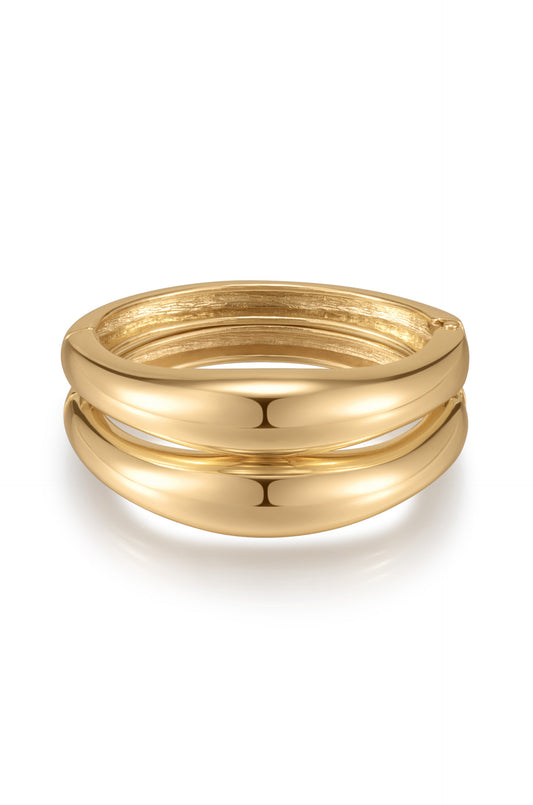 Double Golden Cuff 18k Gold Plated Bracelet Set