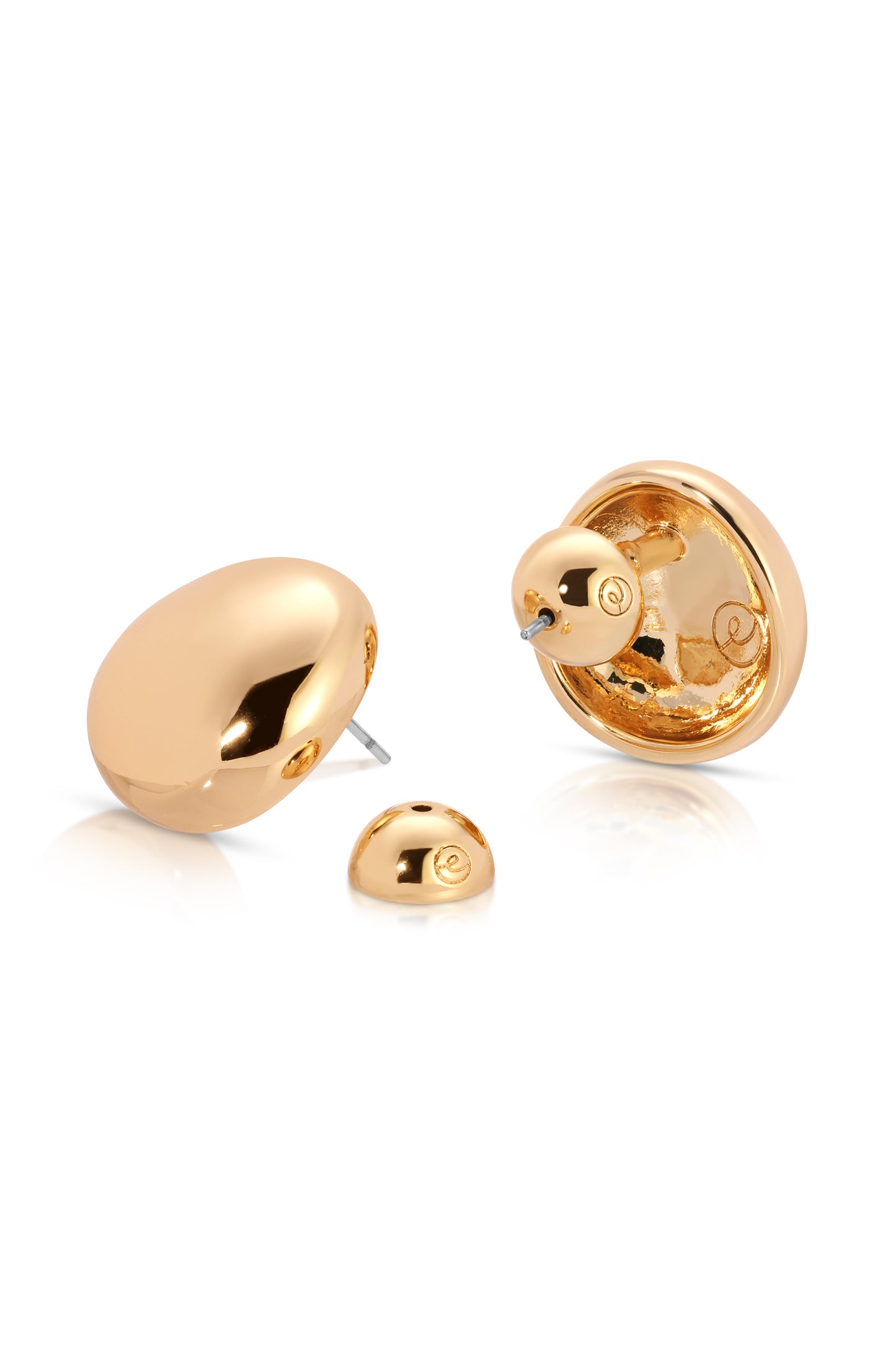 Polished Pebble Stud Earrings 18k Gold Plated 2