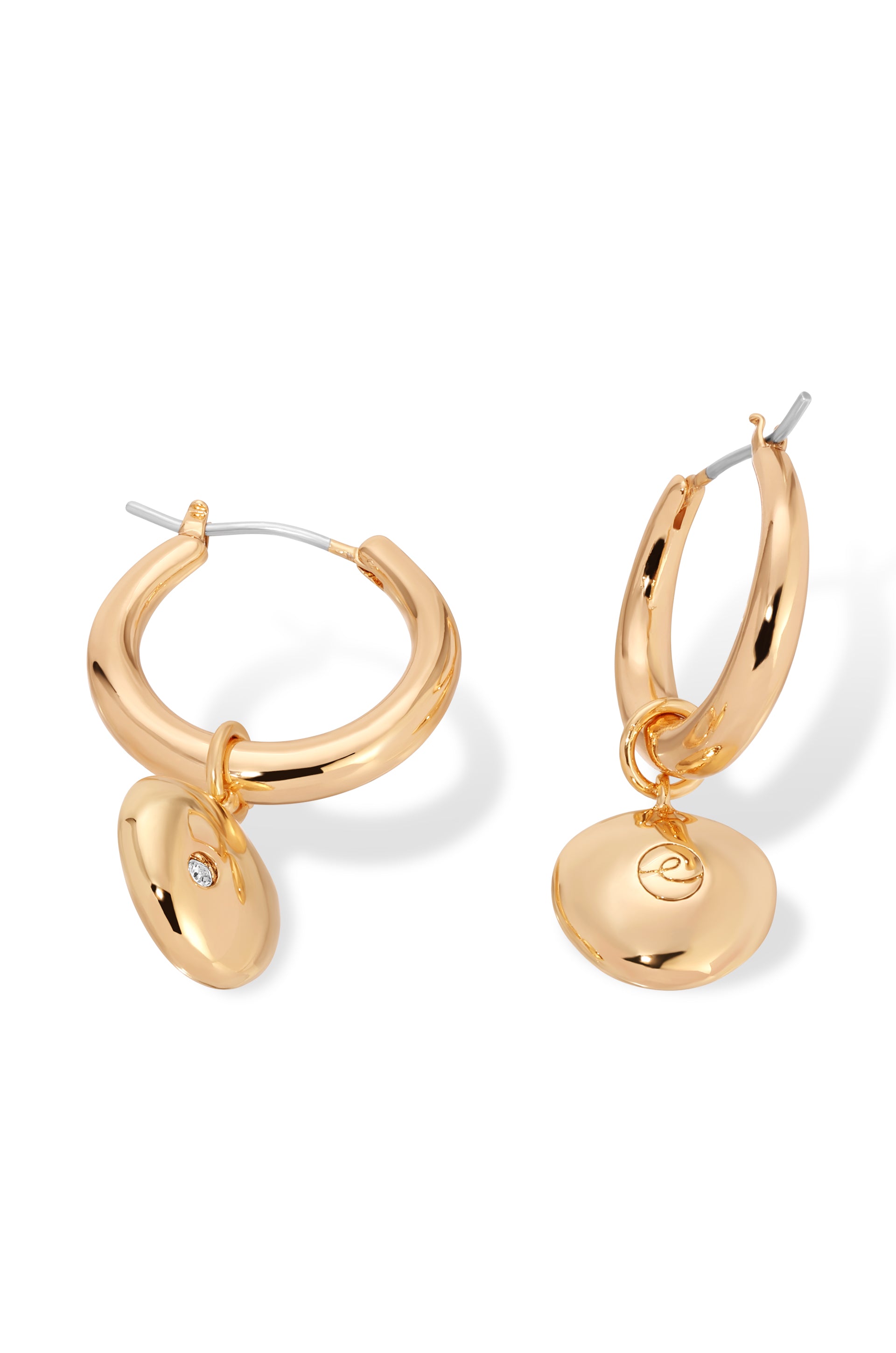 Polished Pebble Huggie Hoop Earrings 18k Gold Plated 2