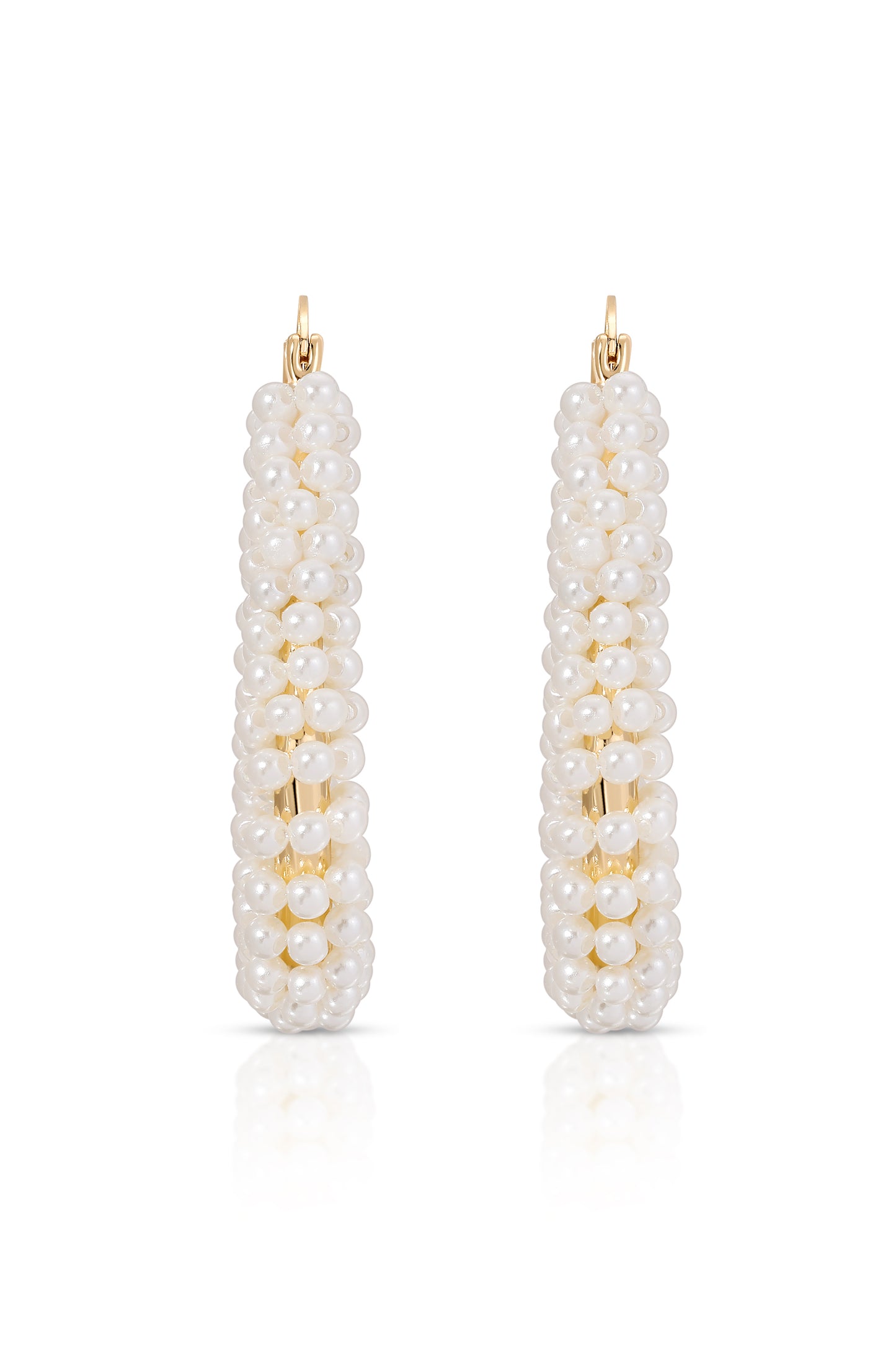 Pearl Wrapped Hoop Earrings front