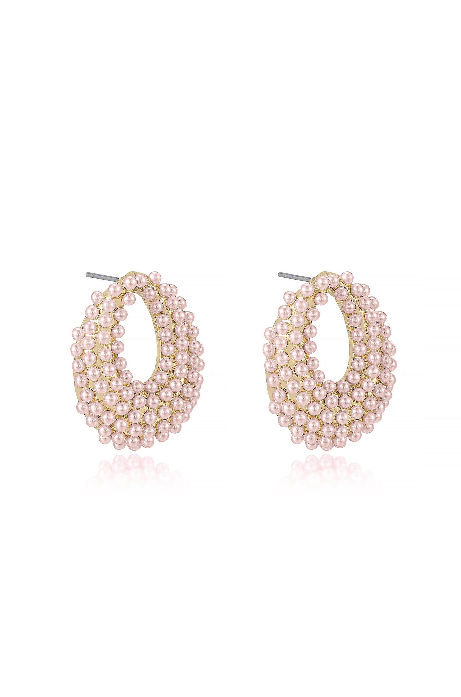 Classic Pearl Cluster Stud Earrings in pink side view