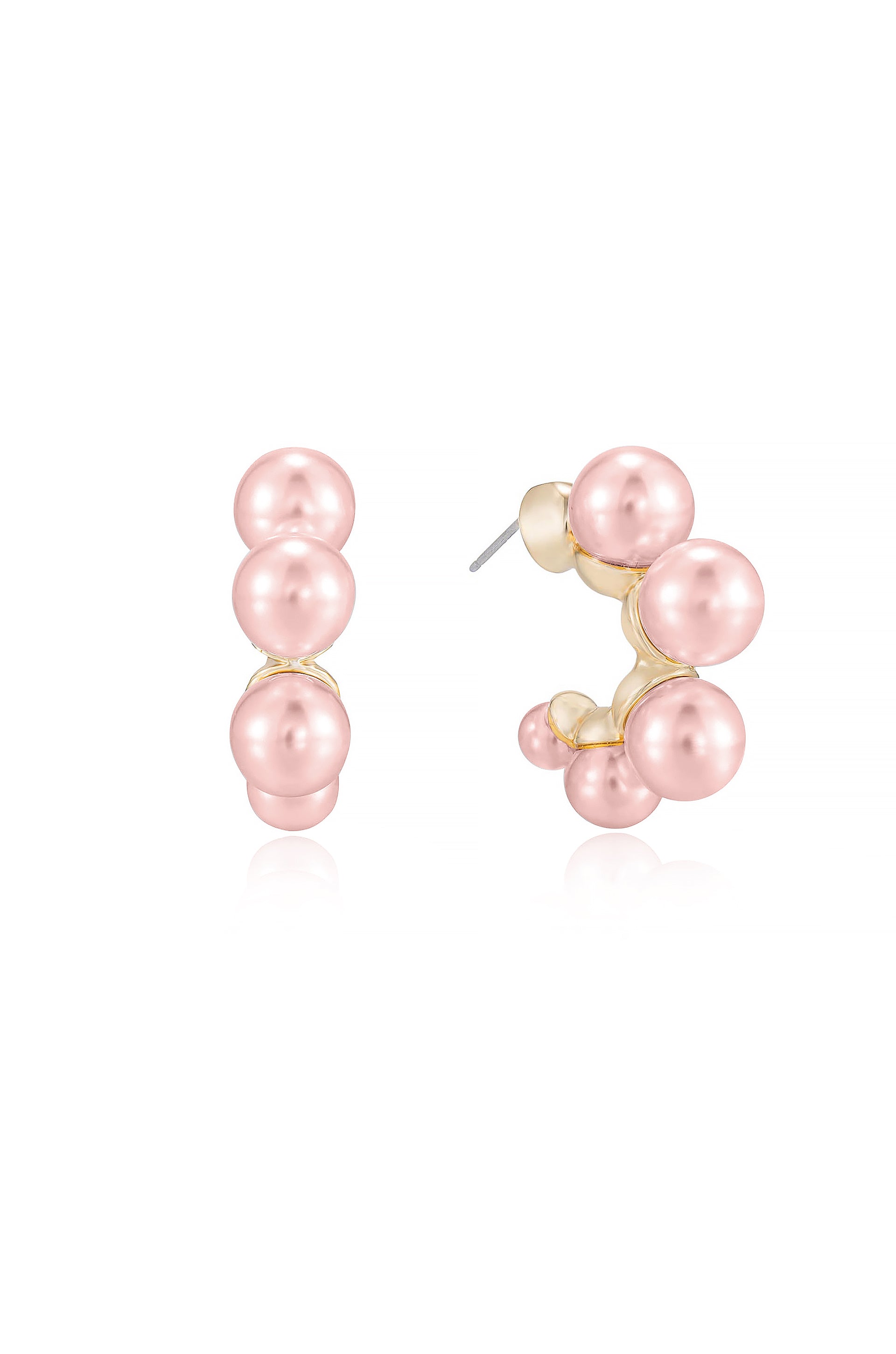 Five Point Pearl Hoop Earrings in pink