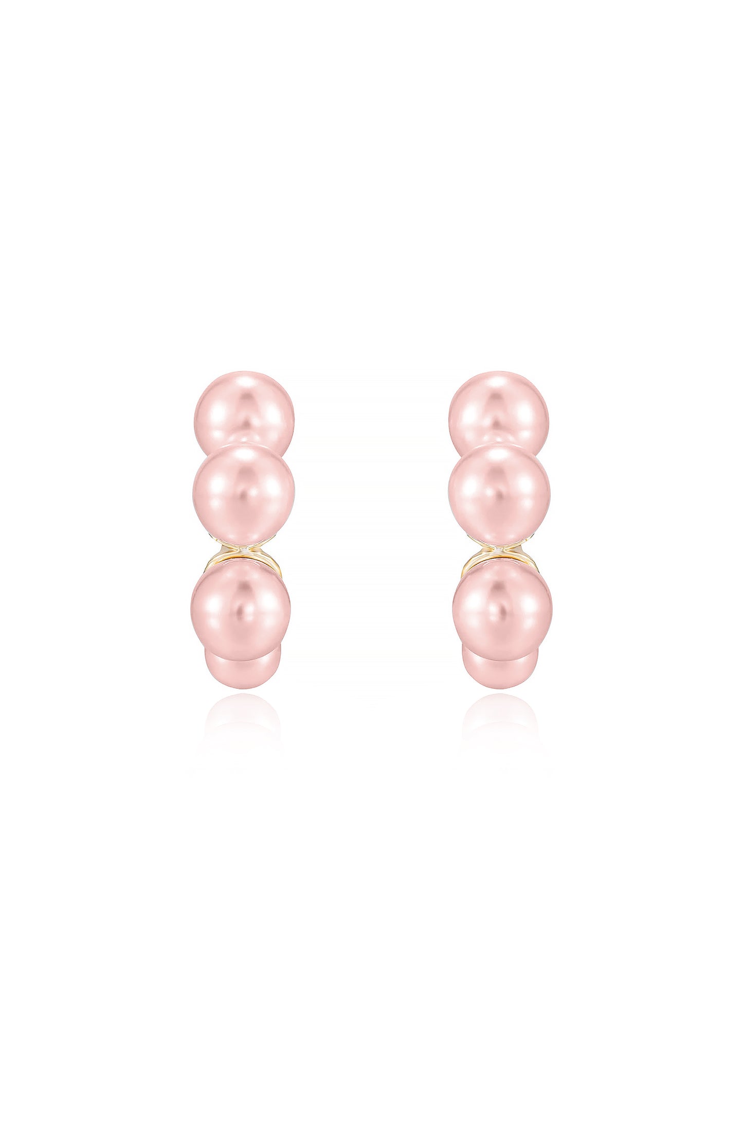 Five Point Pearl Hoop Earrings in pink front view