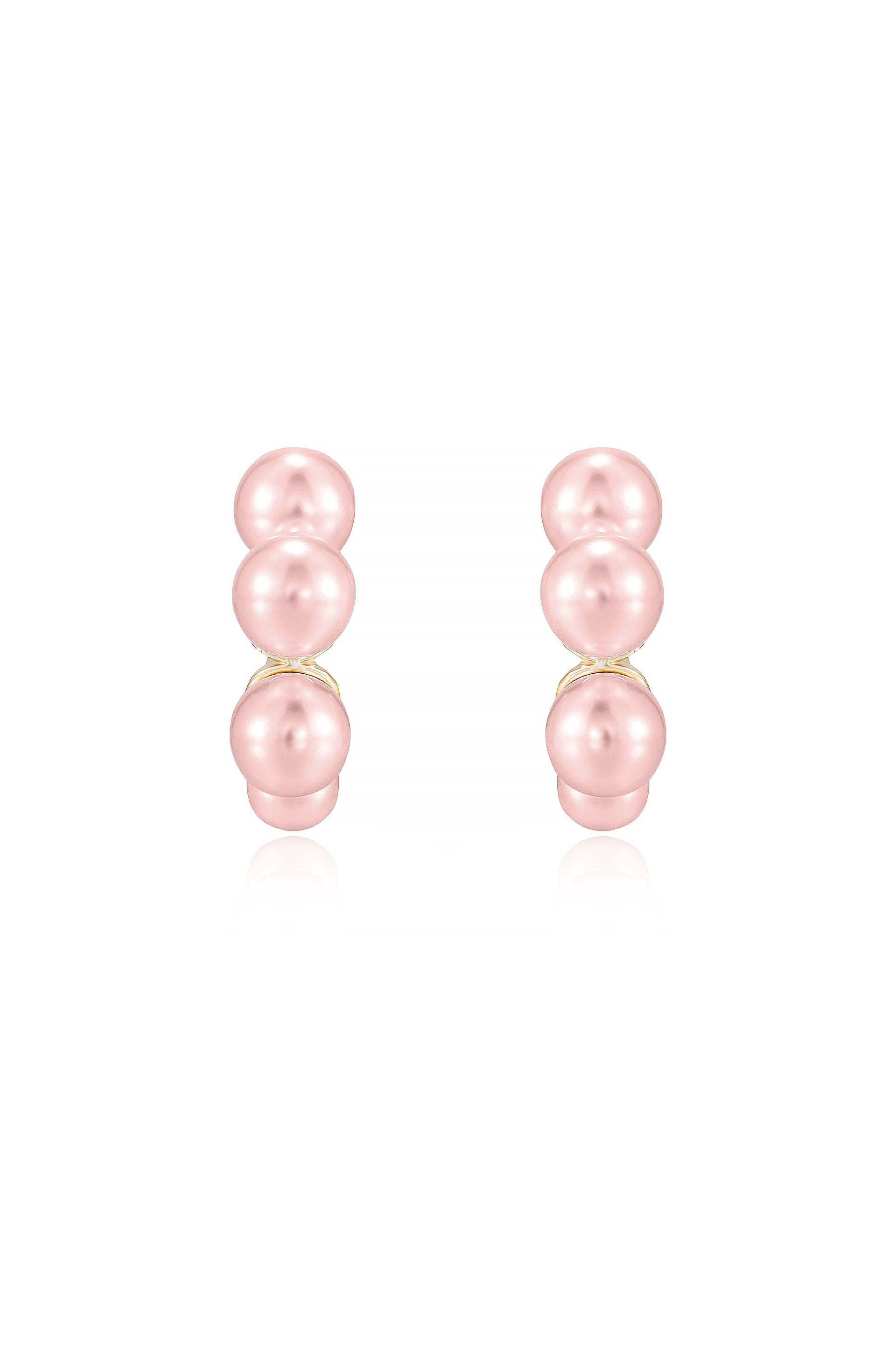 Five Point Pearl Hoop Earrings in pink front view