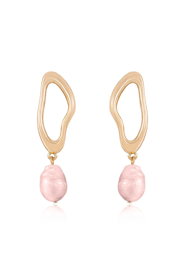 Open Circle Freshwater Pearl Earrings