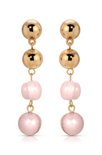 Freshwater Pearl 18k Gold Plated Drop Earrings in pink pearl