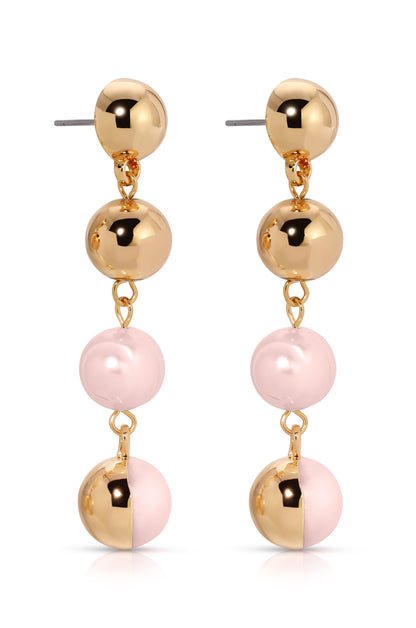 Freshwater Pearl 18k Gold Plated Drop Earrings in pink pearl side view