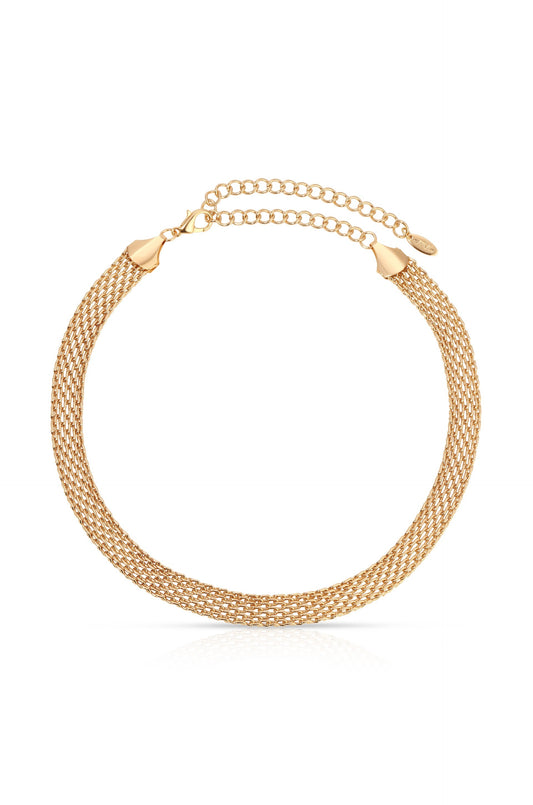 Mesh Link 18k Gold Plated Necklace