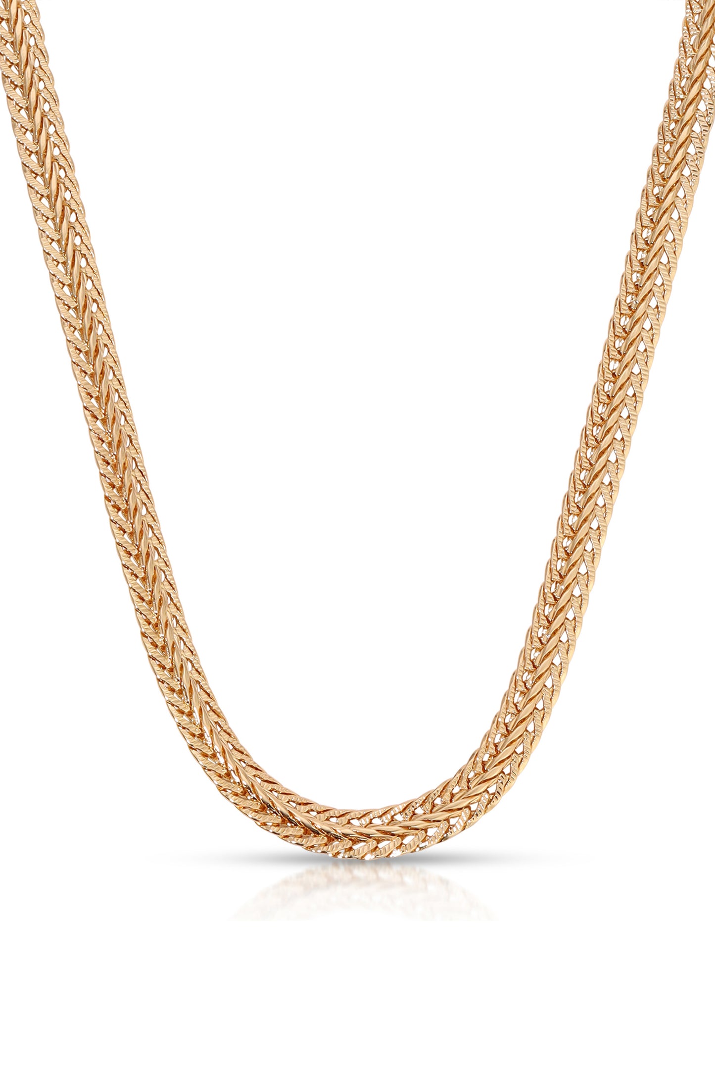 Woven 18k Gold Plated Chain Necklace