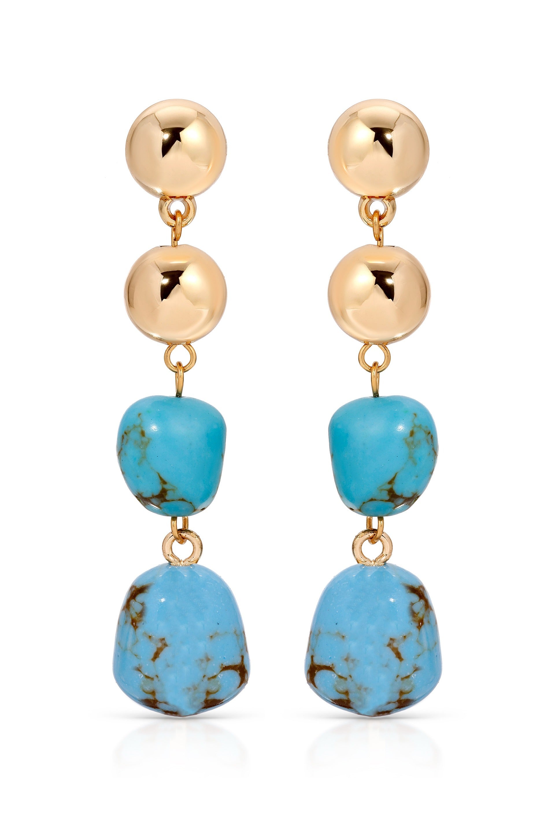 Freshwater Pearl 18k Gold Plated Drop Earrings in turquoise