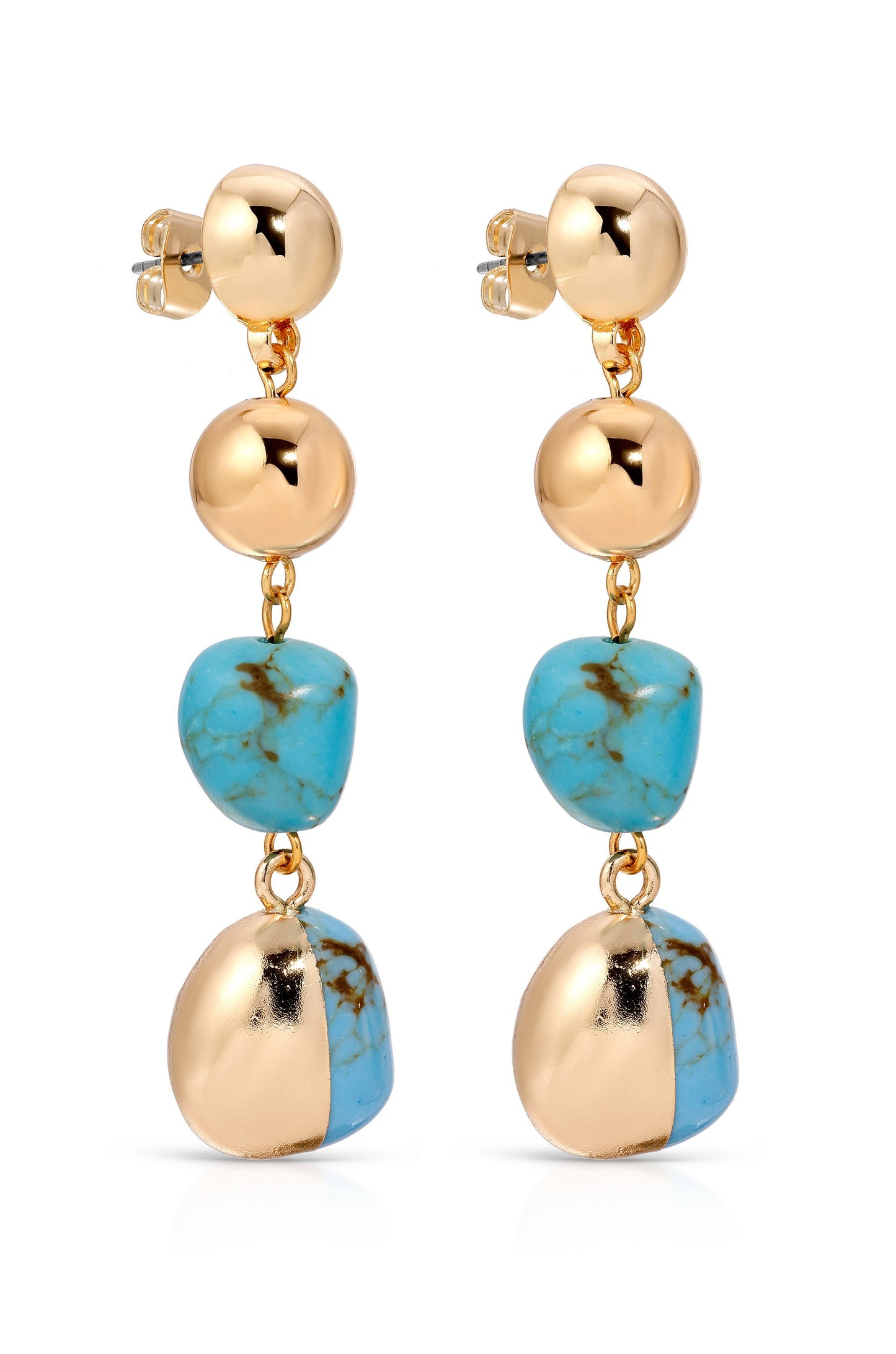Freshwater Pearl 18k Gold Plated Drop Earrings in turquoise side view