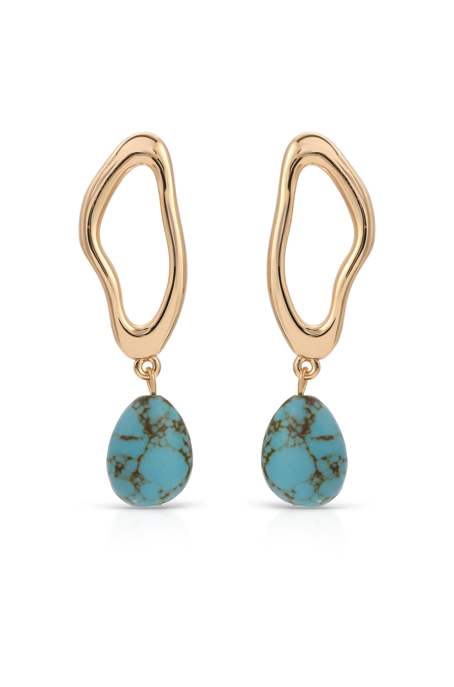 Open Circle Turquoise Dangle Earrings