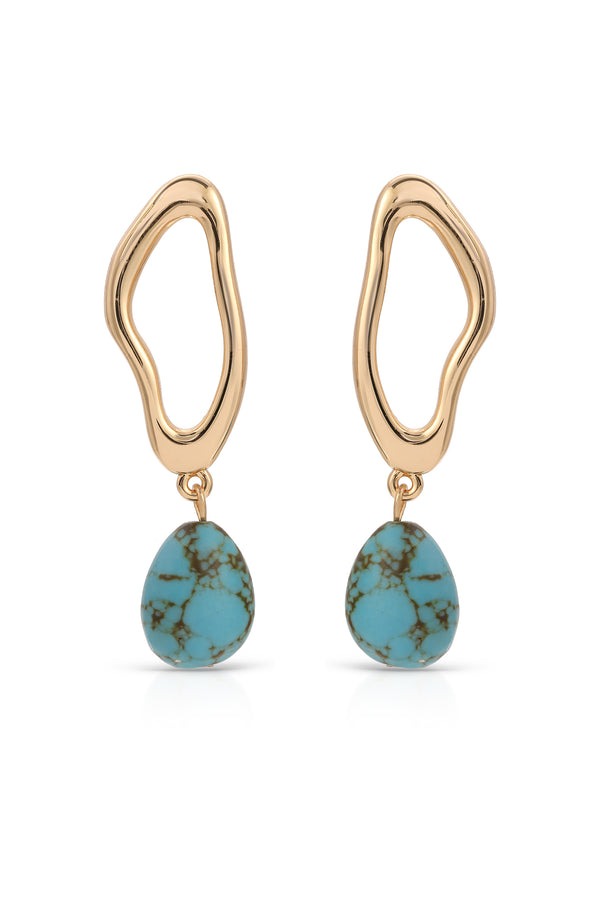 Open Circle Turquoise Dangle Earrings